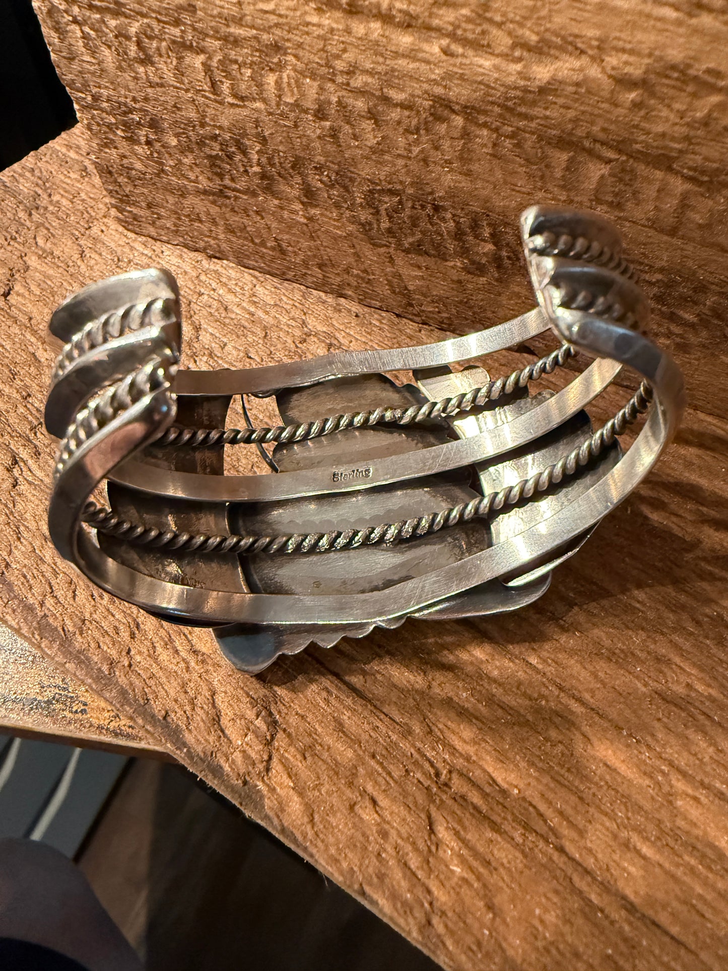 Kingman Turquoise Heavy Wide Cuff Bracelet in Sterling Silver Wild West Boho