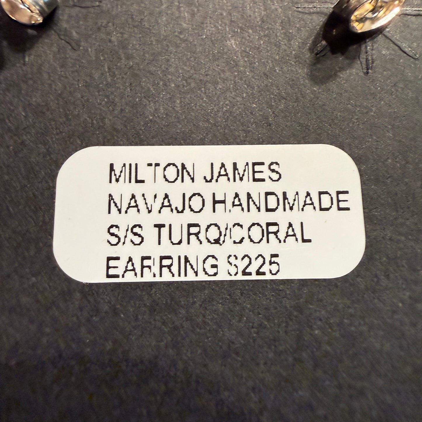 Navajo Handmade Milton James Turquoise and Coral Stud Earrings in Sterling Silver Wild West Boho