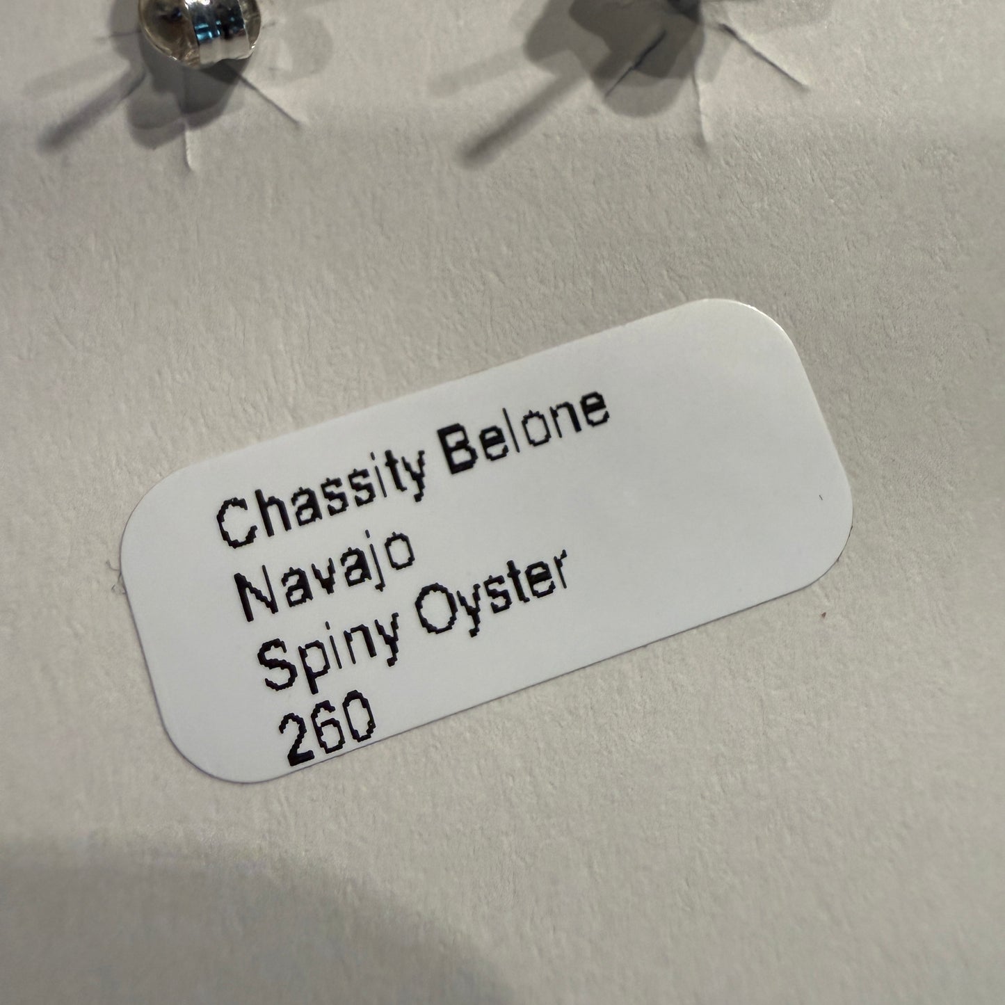 Native Handmade Chassidy Belone Spiny Oyster Stud Earring in Sterling Silver Wild West Boho