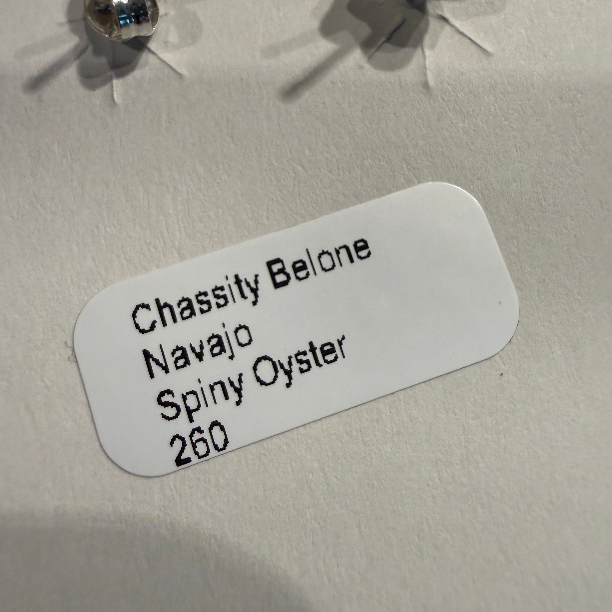 Native Handmade Chassidy Belone Spiny Oyster Stud Earring in Sterling Silver Wild West Boho