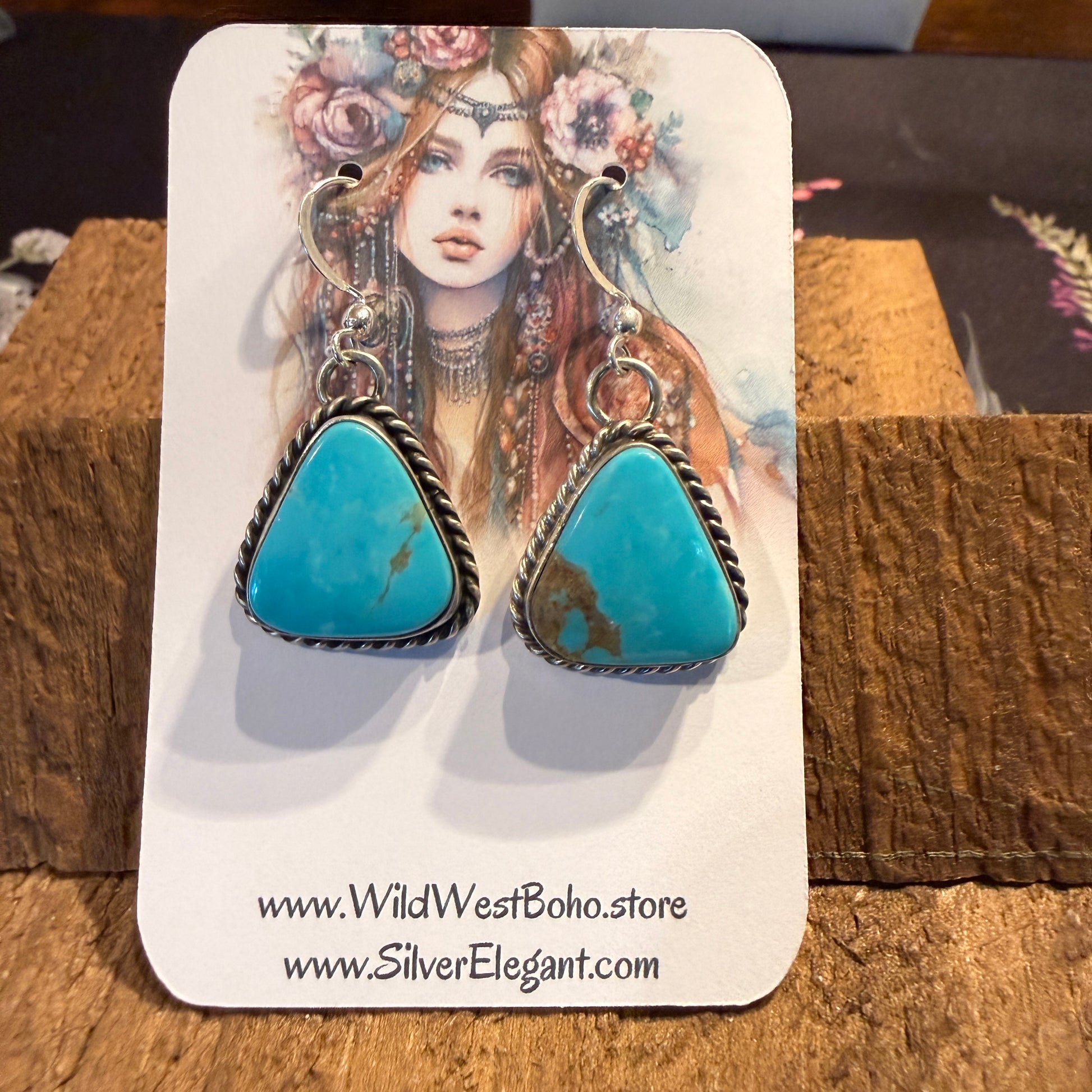 Native Handmade Chassidy Belone Turquoise Wire Drop Earrings in Sterling Silver Wild West Boho