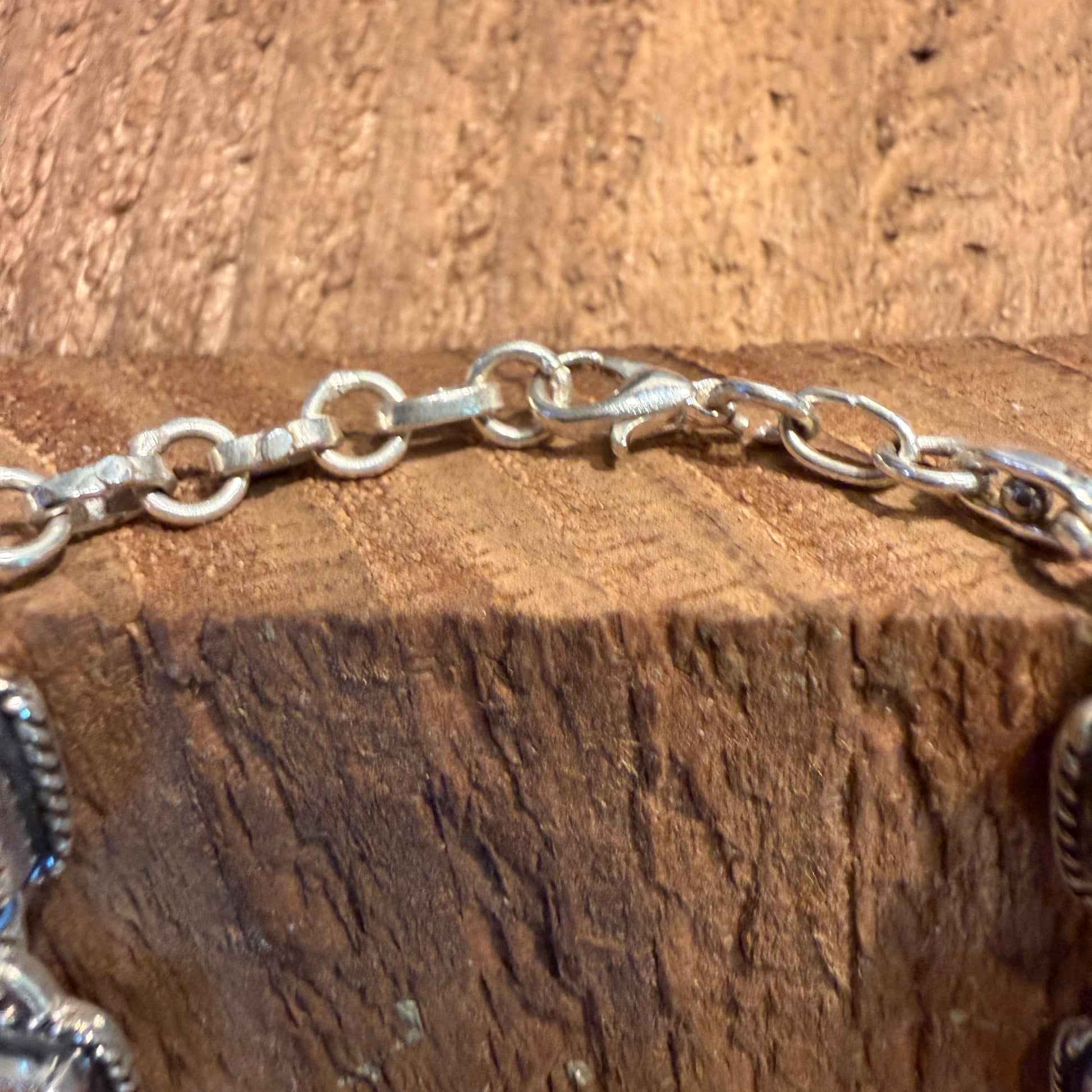 Red Coral Gemstone Bracelet in Sterling Silver, 8 Inches Wild West Boho