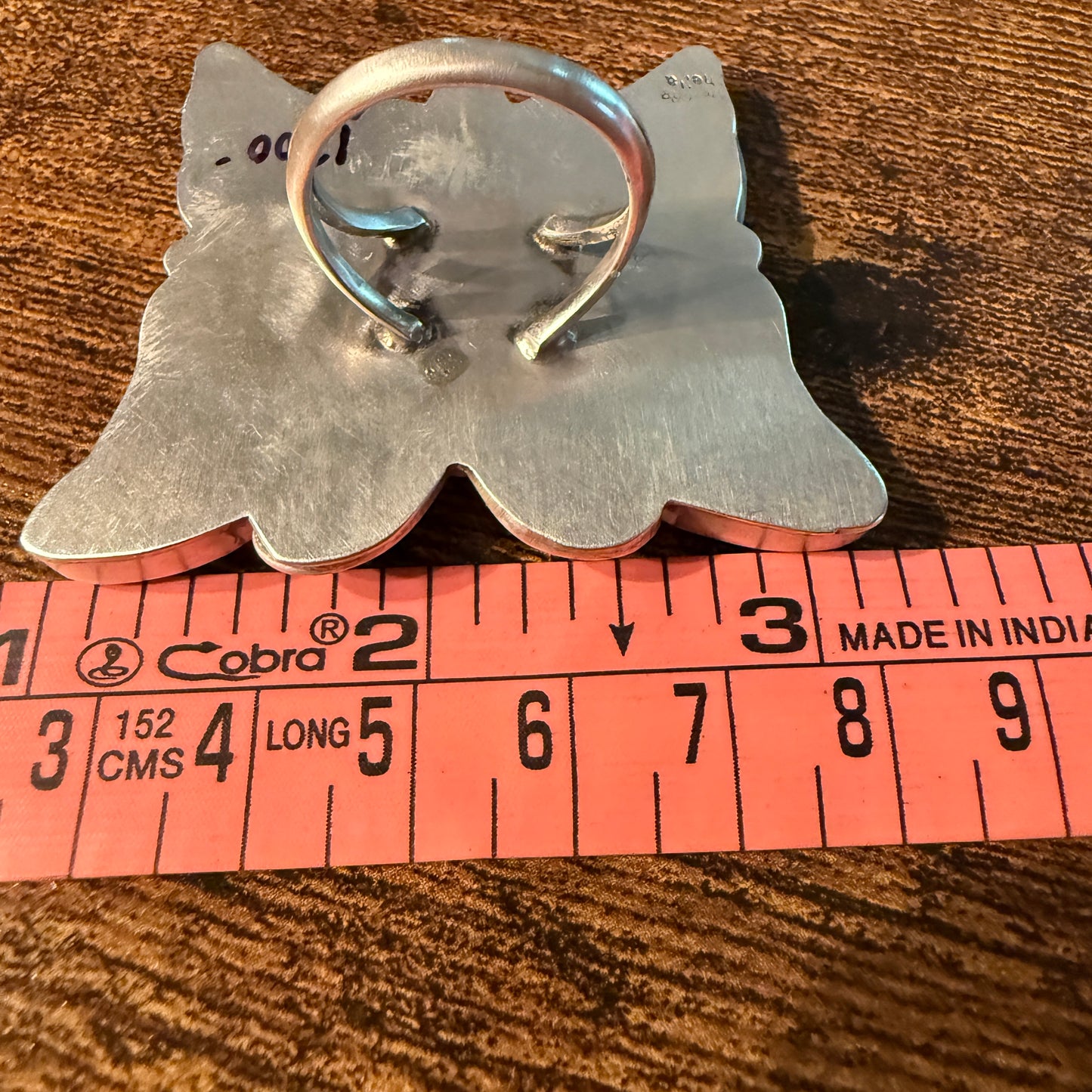 Native Handmade Sheila Belone Mother of Pearl and Spiny Butterfly Ring Size 9 Wild West Boho