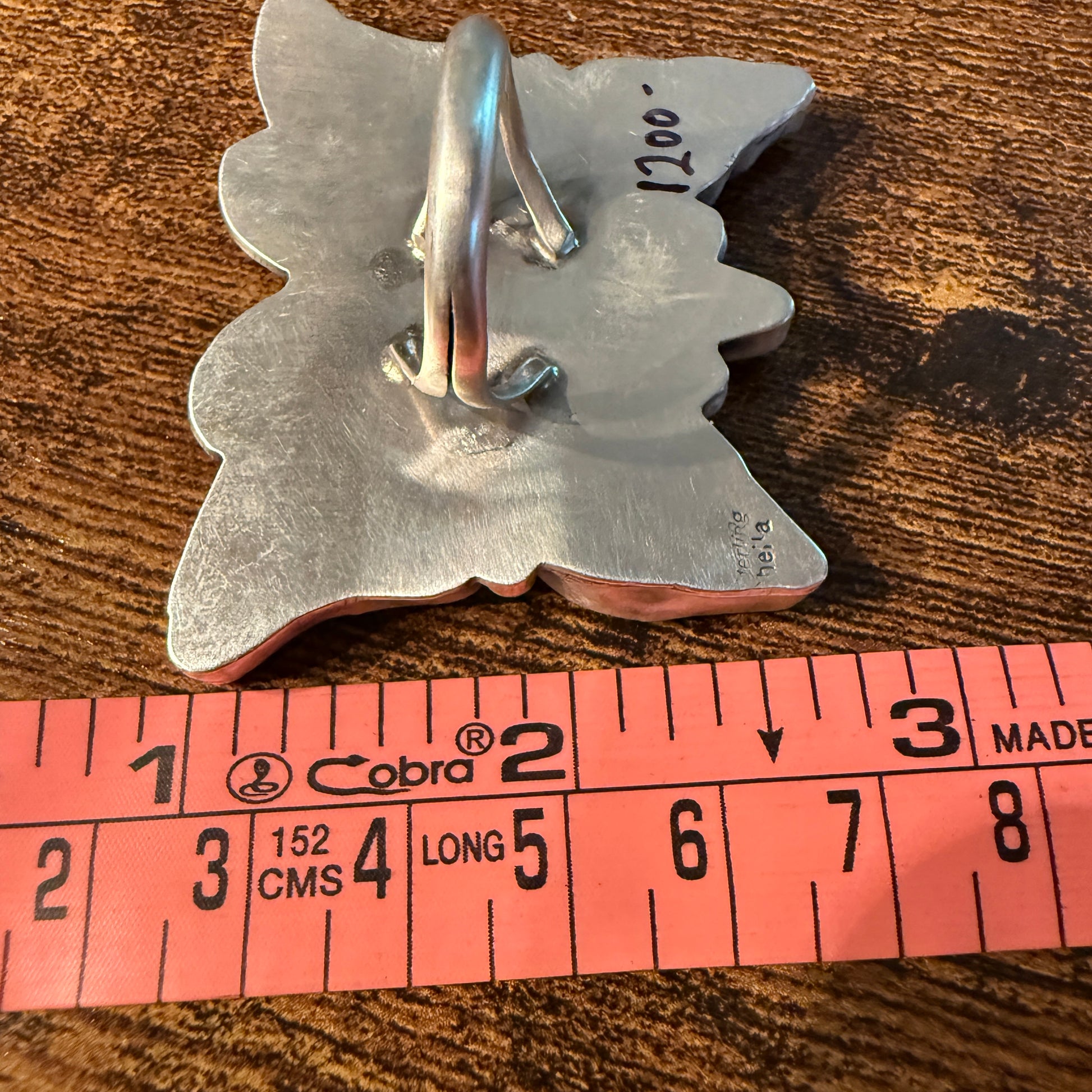 Native Handmade Sheila Belone Mother of Pearl and Spiny Butterfly Ring Size 9 Wild West Boho