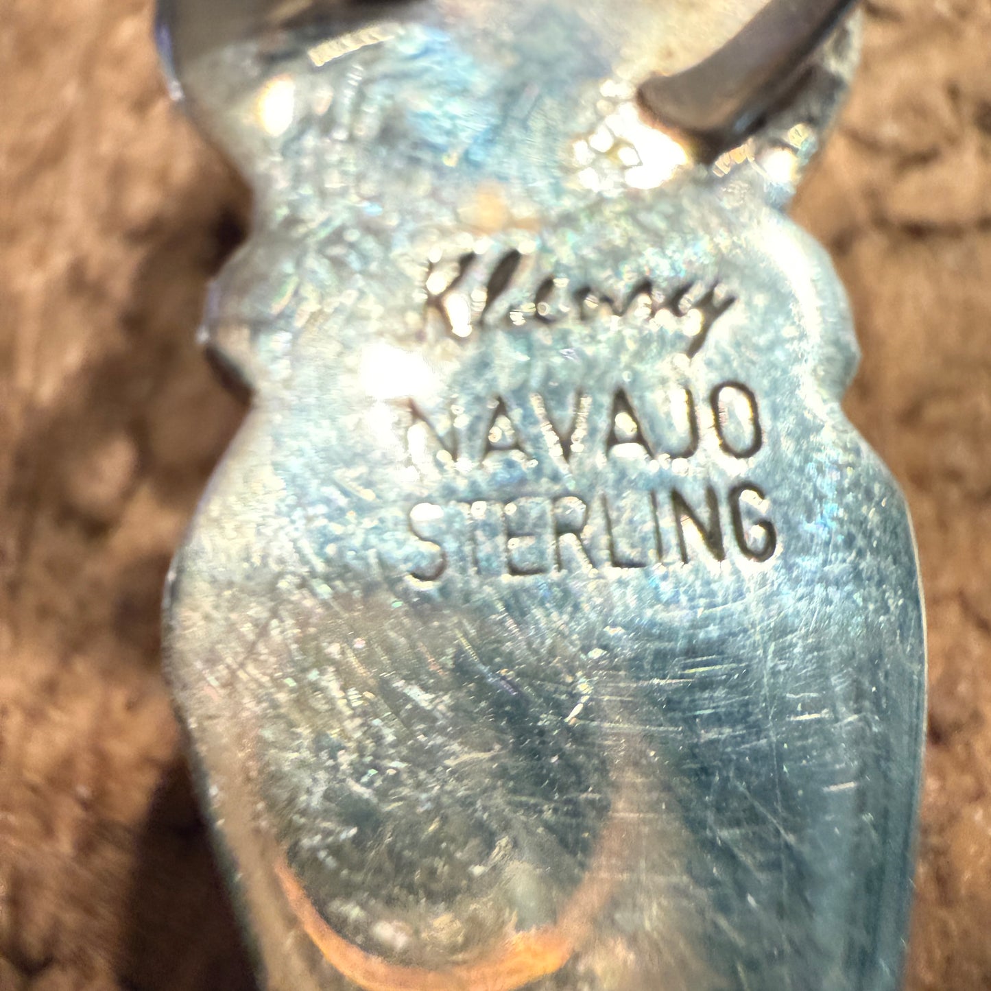 Native Handmade K Henry Royston Ribbon Turquoise 1936 Coin Ring Adjustable Wild West Boho