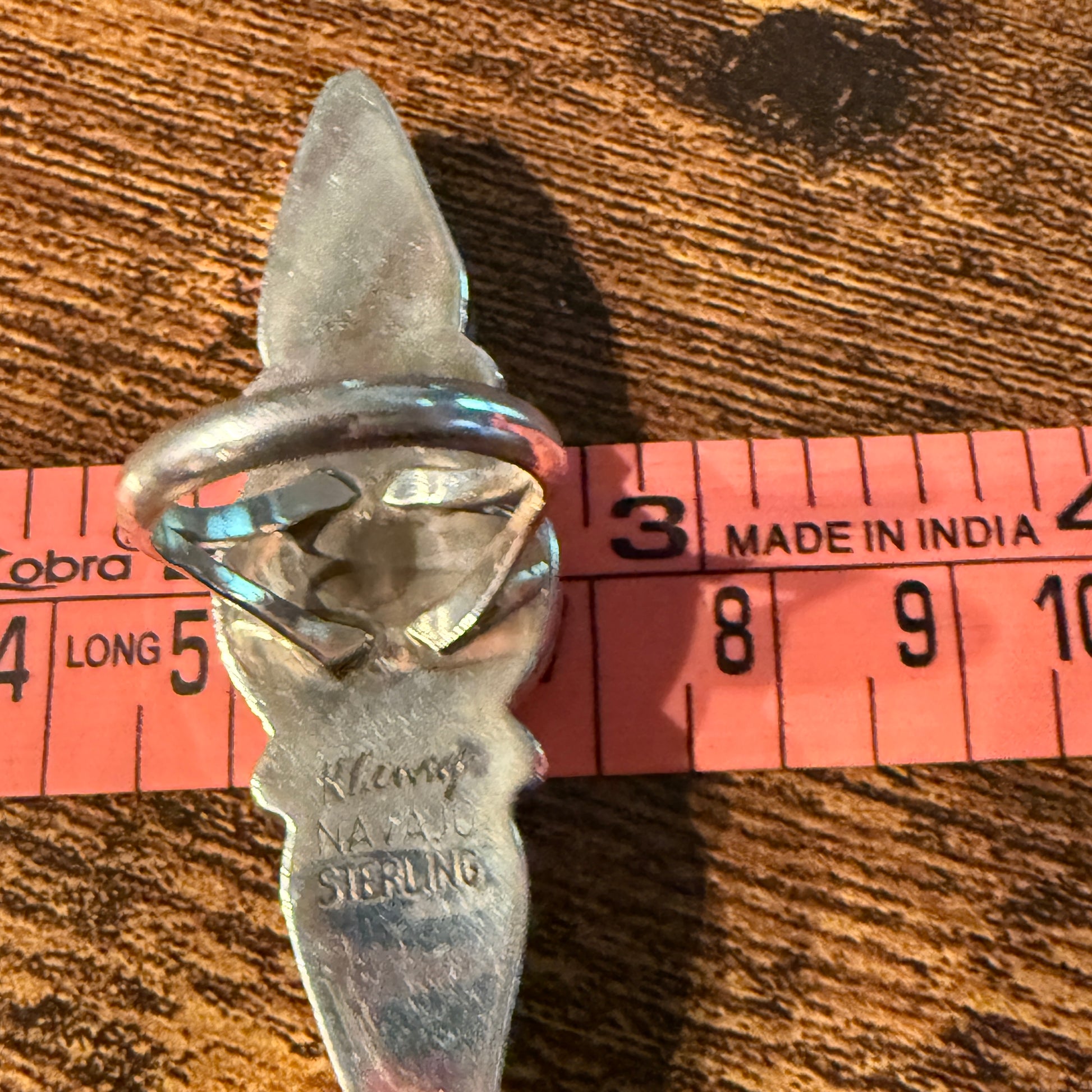 Native Handmade K. Henry Blackjack Turquoise 1941 Coin Ring Adjustable Sterling Silver Wild West Boho