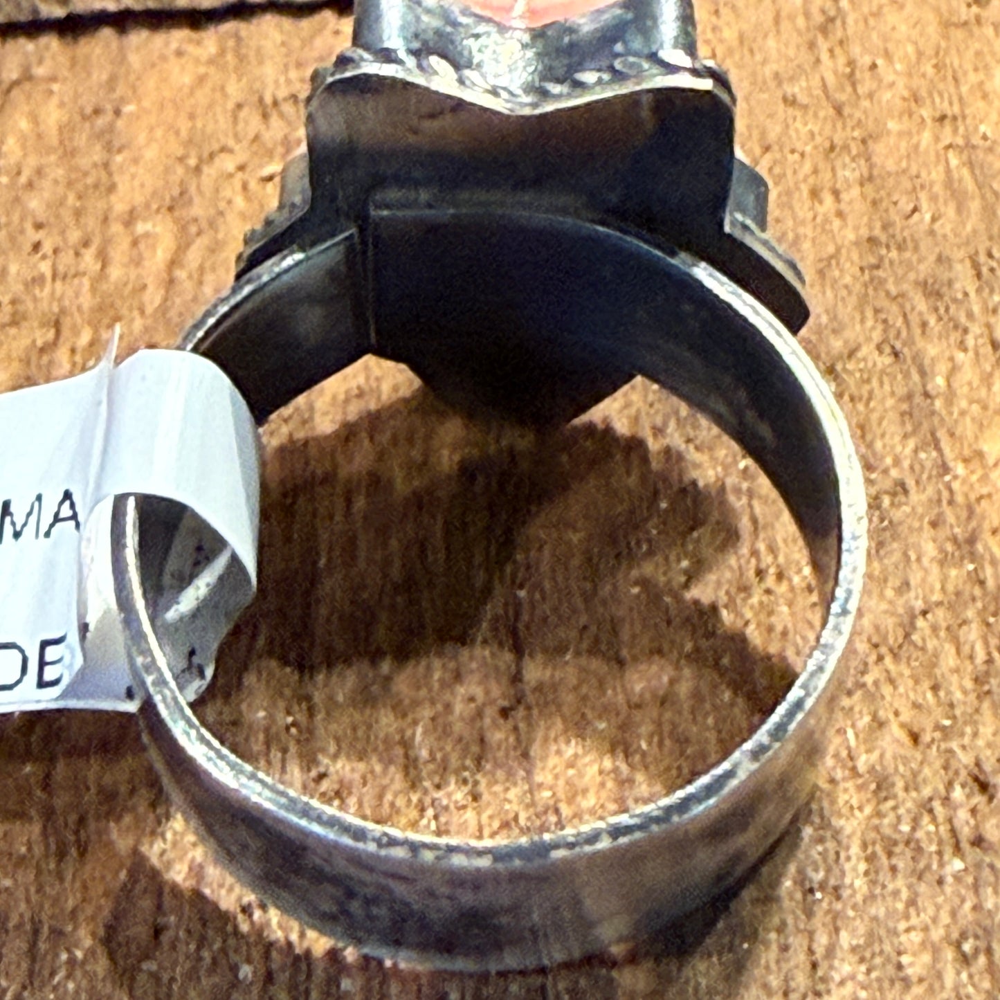 Native Handmade Arthur Bruggeman Pink Conch Star Adjustable Ring in Sterling Silver Wild West Boho