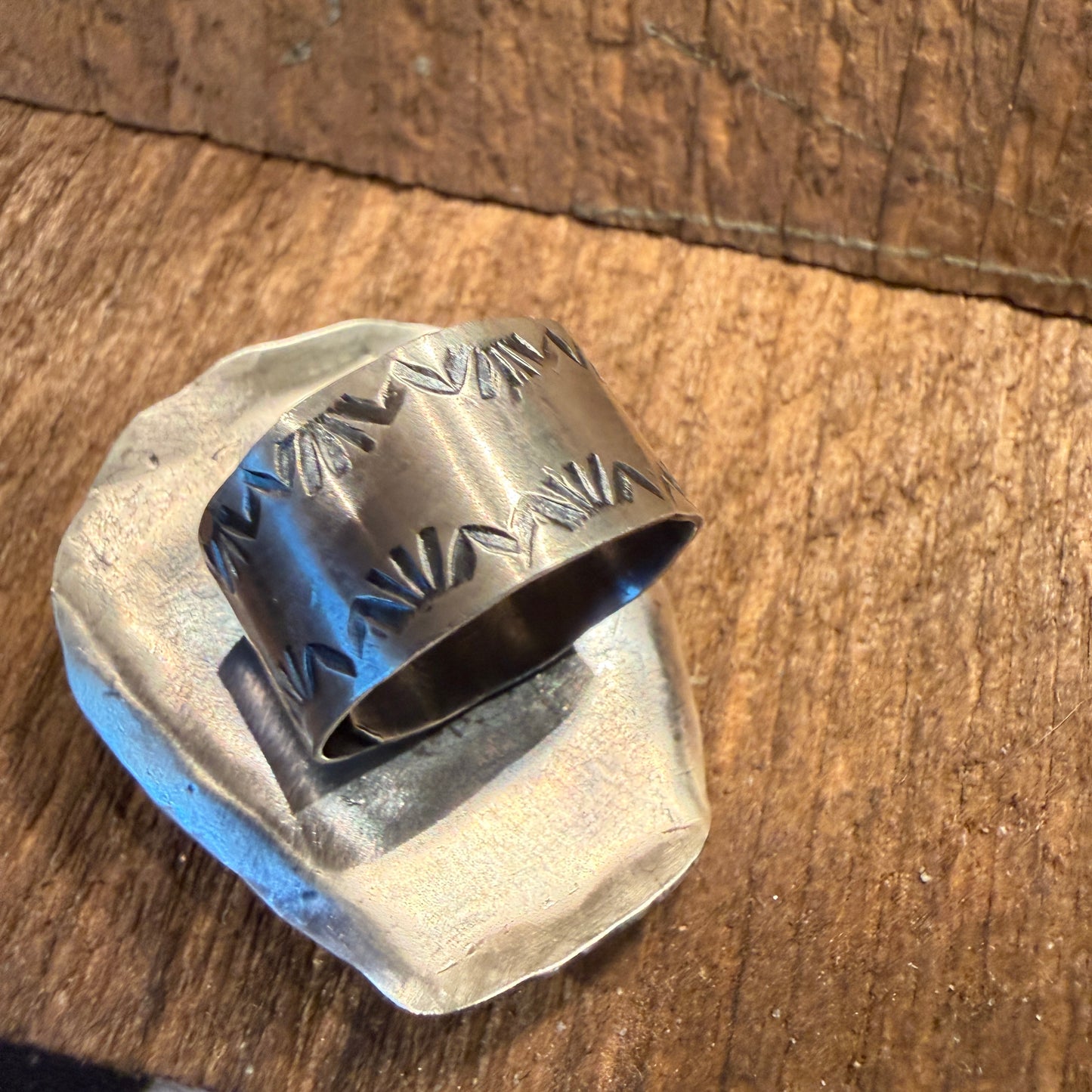 Native Handmade T Yazzi Kingman Turquoise Cowboy Hat Adjustable Ring Sterling Silver Wild West Boho