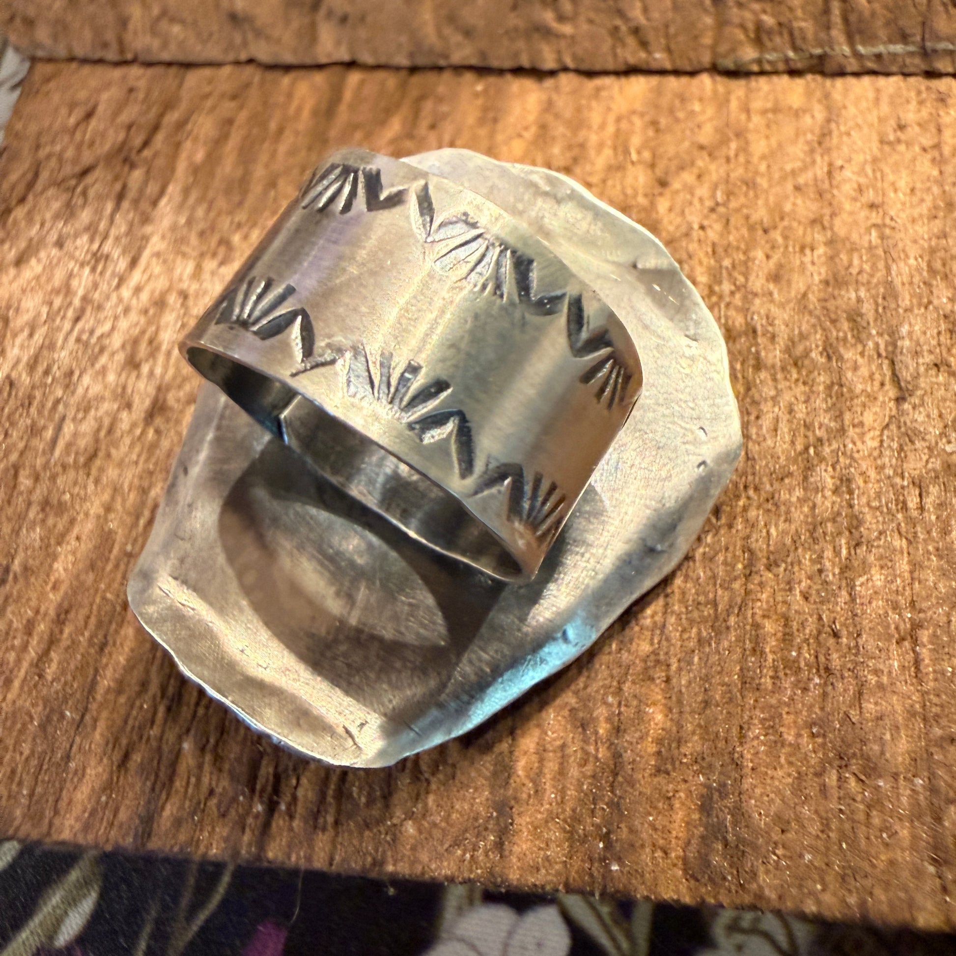 Native Handmade T Yazzi Kingman Turquoise Cowboy Hat Adjustable Ring Sterling Silver Wild West Boho