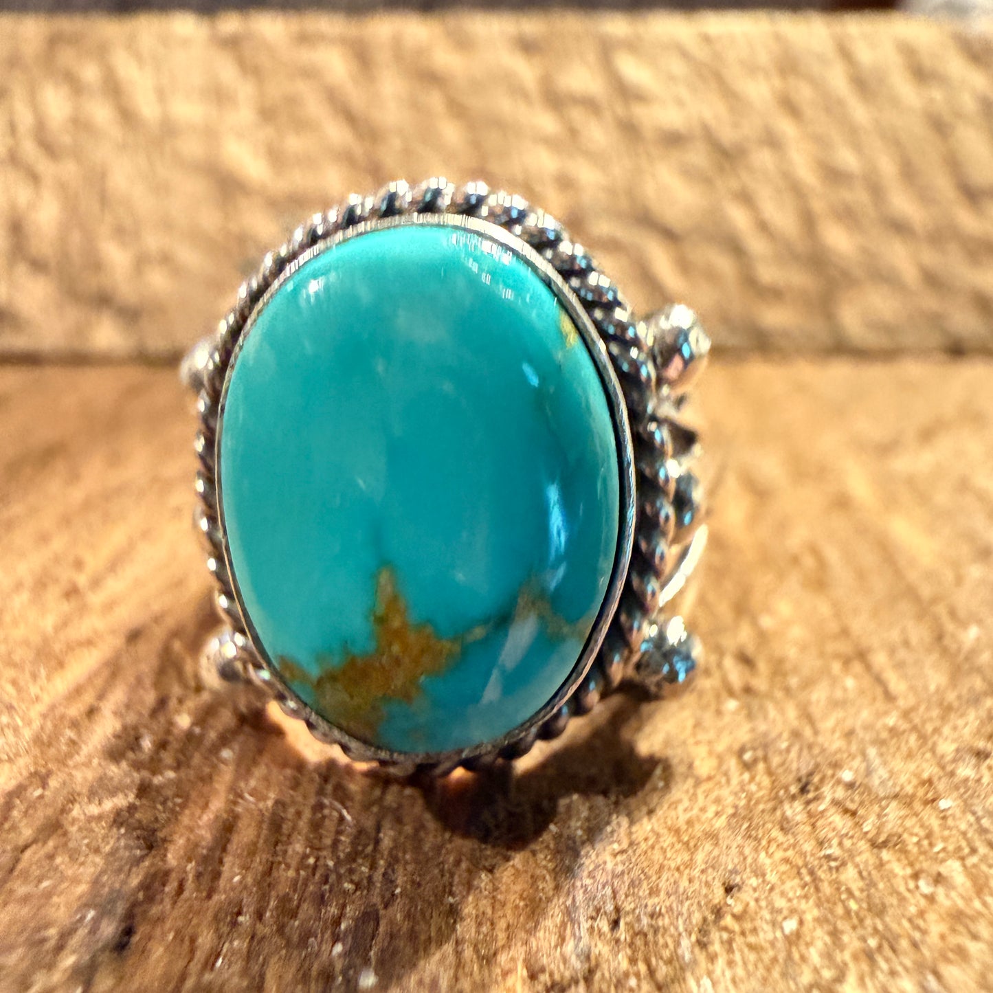 Sonoran Turquoise Gemstone Size 7 Sterling Silver Ring Wild West Boho