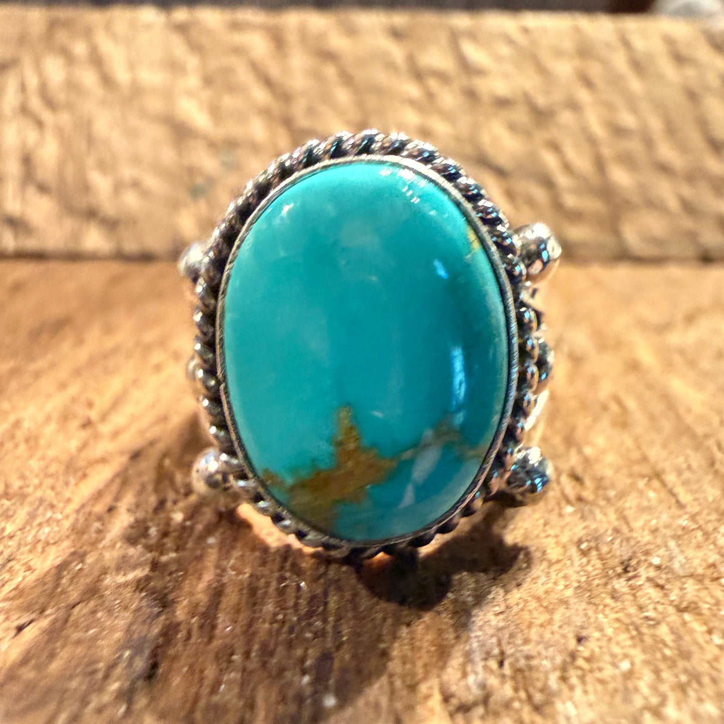 Sonoran Turquoise Gemstone Size 7 Sterling Silver Ring Wild West Boho