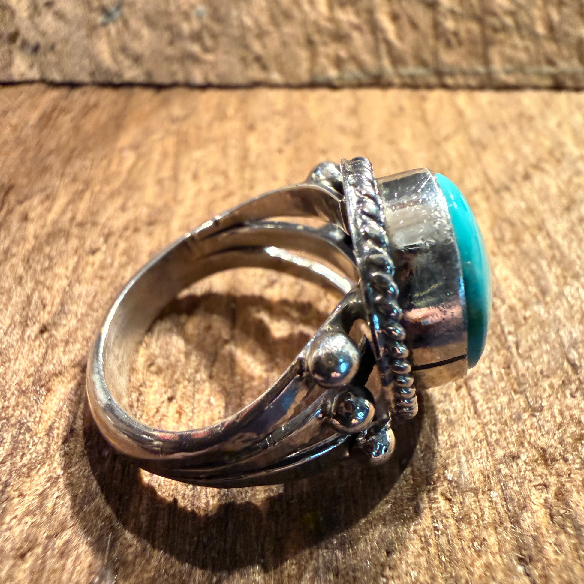 Sonoran Turquoise Gemstone Size 7 Sterling Silver Ring Wild West Boho