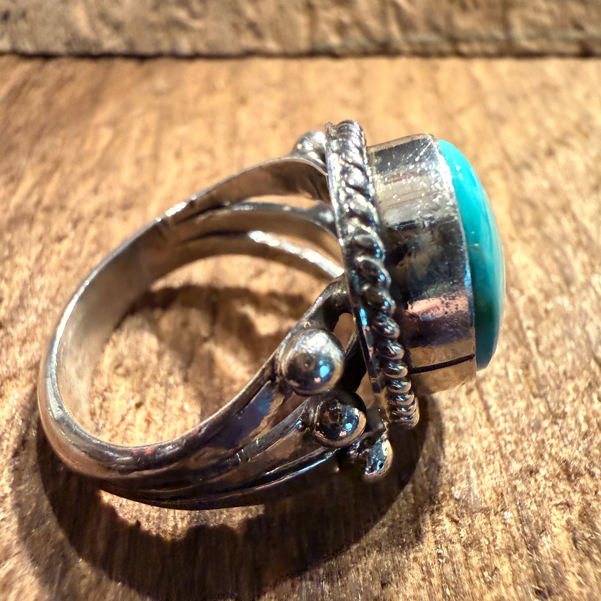 Sonoran Turquoise Gemstone Size 7 Sterling Silver Ring Wild West Boho