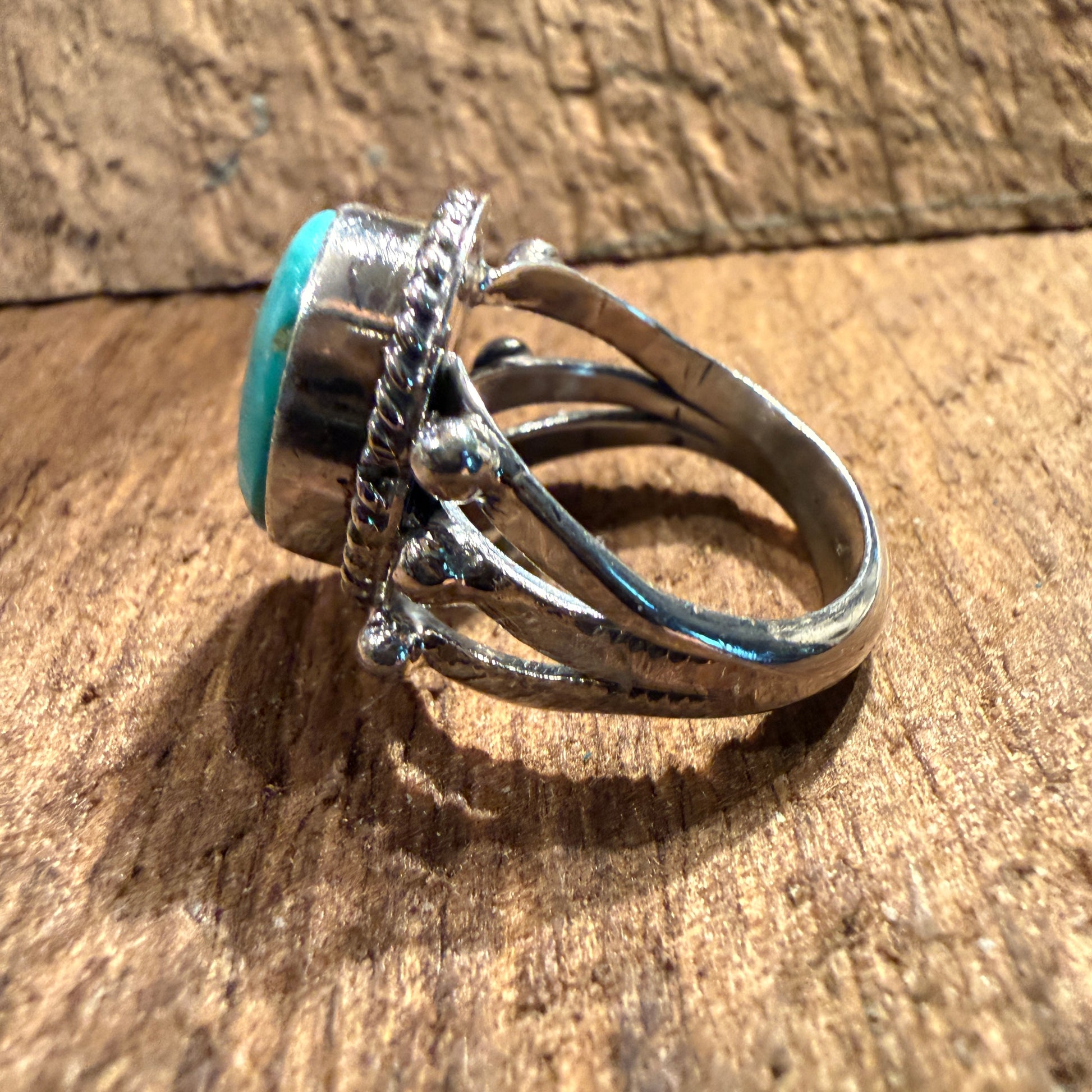 Sonoran Turquoise Gemstone Size 7 Sterling Silver Ring Wild West Boho