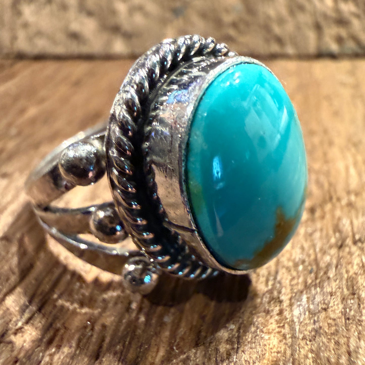 Sonoran Turquoise Gemstone Size 7 Sterling Silver Ring Wild West Boho