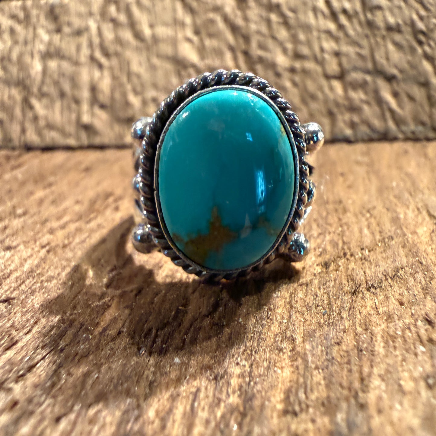 Sonoran Turquoise Gemstone Size 7 Sterling Silver Ring Wild West Boho