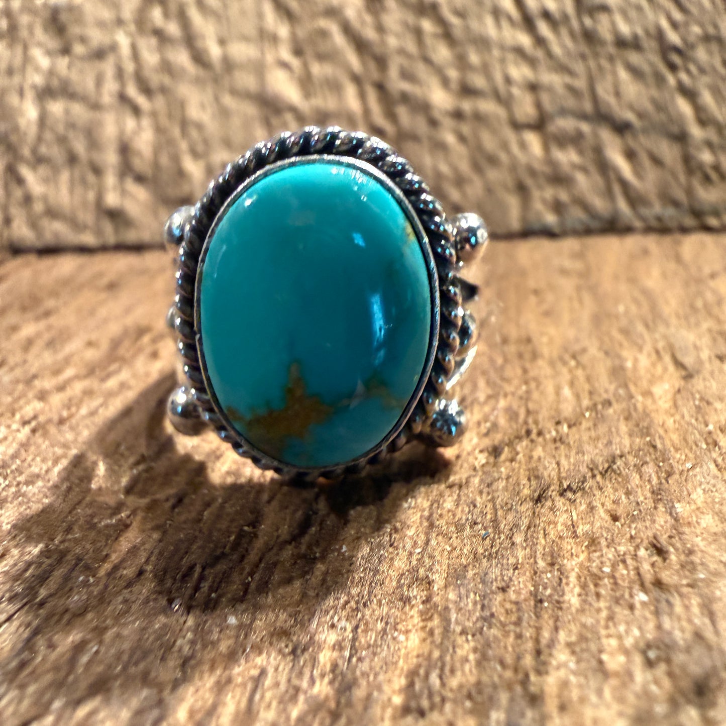 Sonoran Turquoise Gemstone Size 7 Sterling Silver Ring Wild West Boho