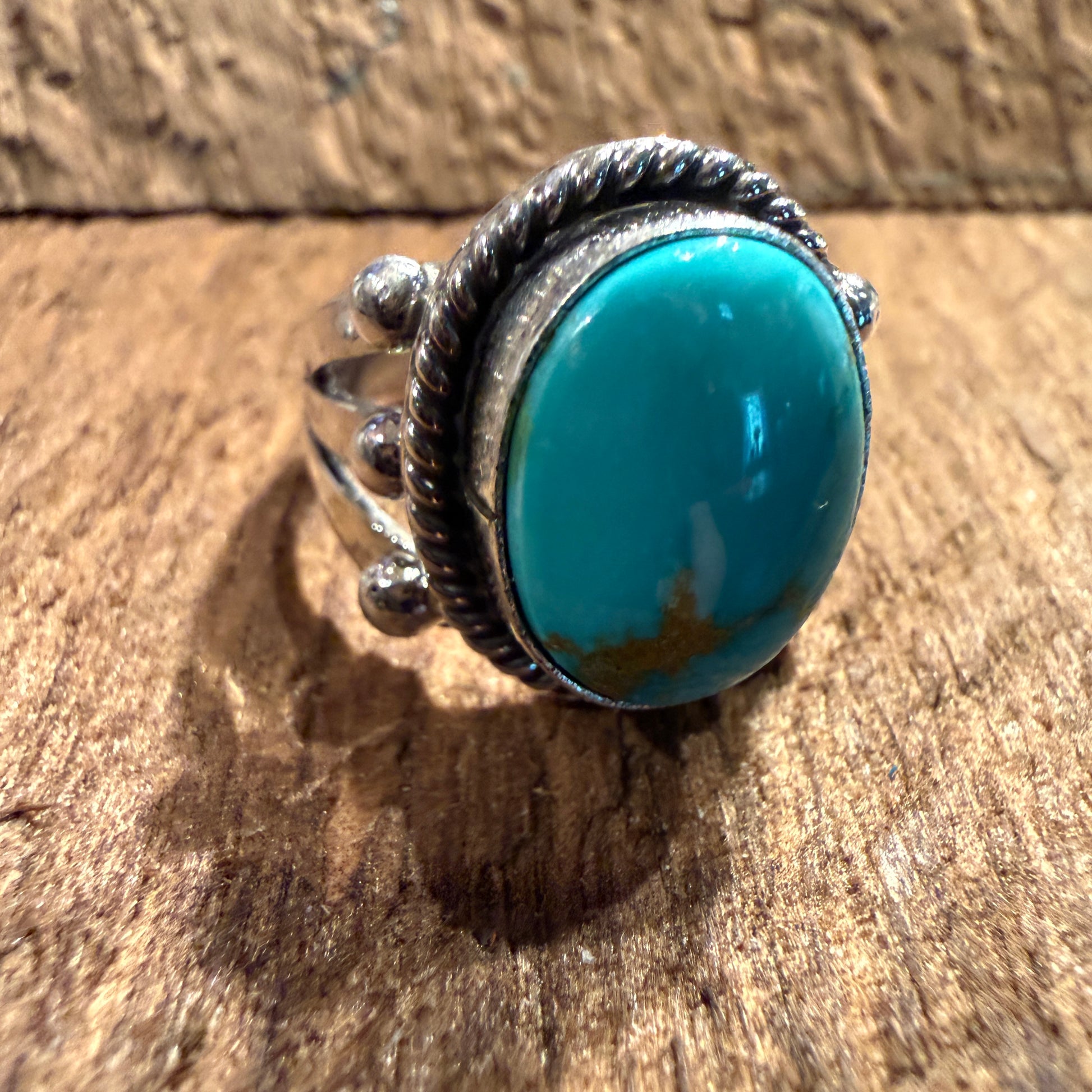 Sonoran Turquoise Gemstone Size 7 Sterling Silver Ring Wild West Boho
