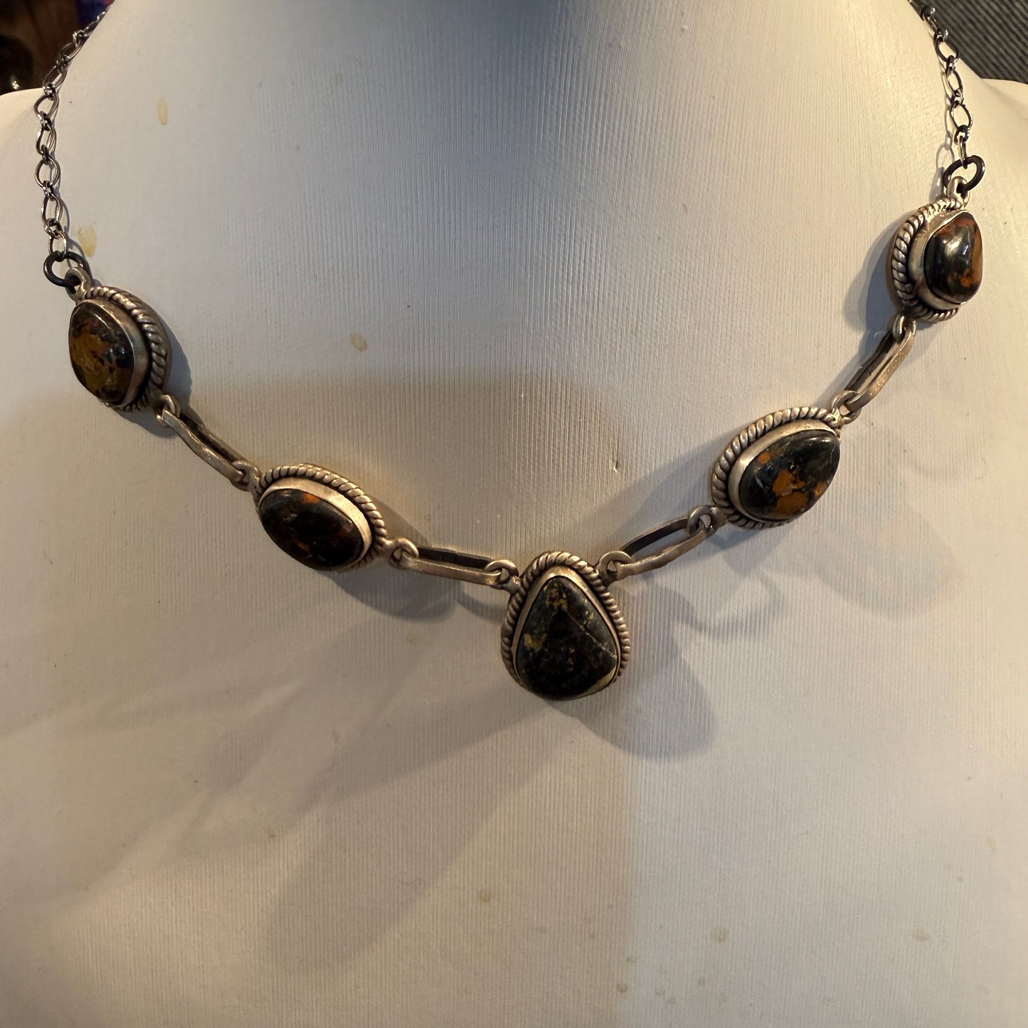 Blackjack Turquoise Gemstone Choker Necklace in Sterling Silver, 18 Inch Wild West Boho
