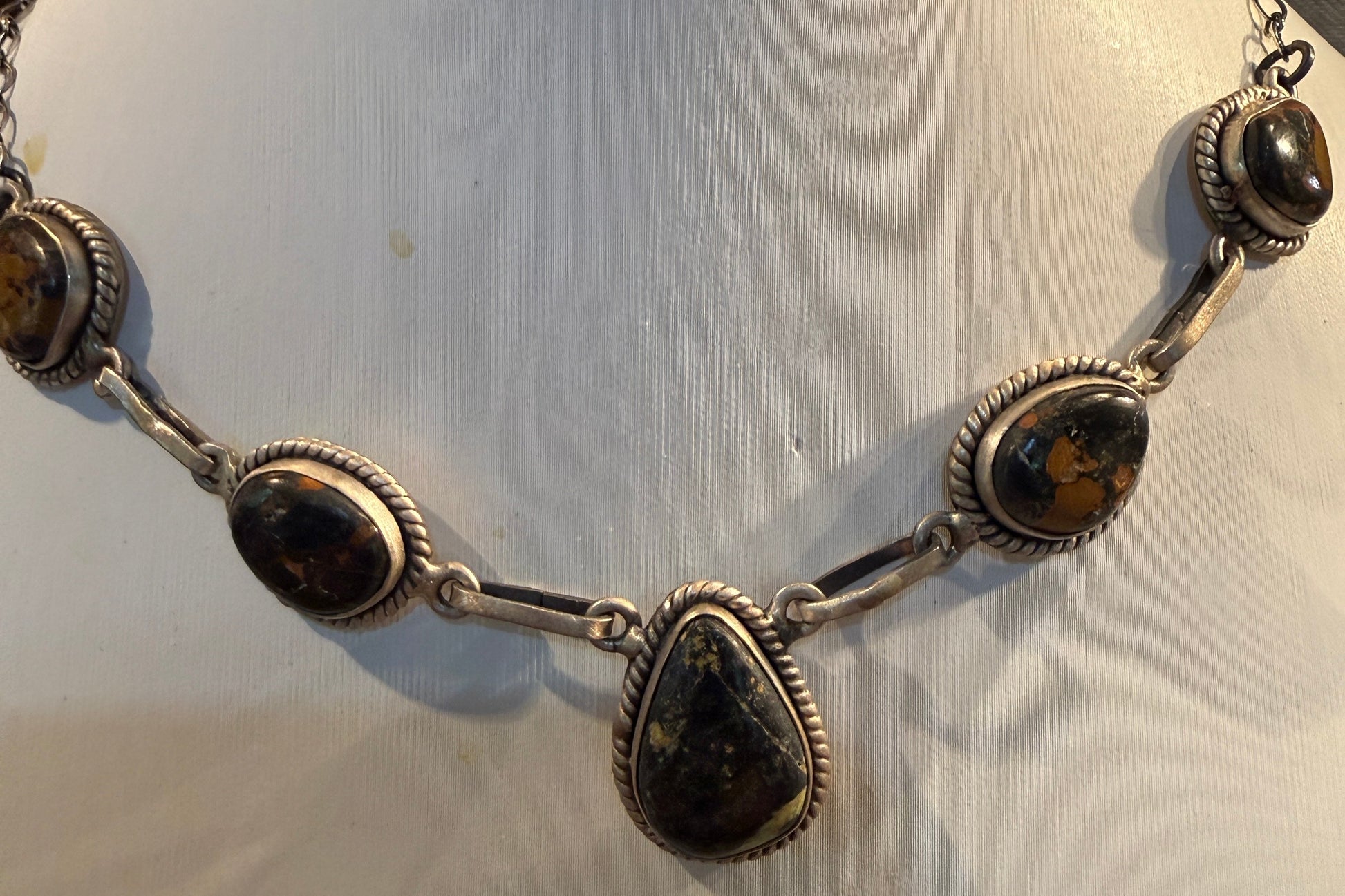 Blackjack Turquoise Gemstone Choker Necklace in Sterling Silver, 18 Inch Wild West Boho