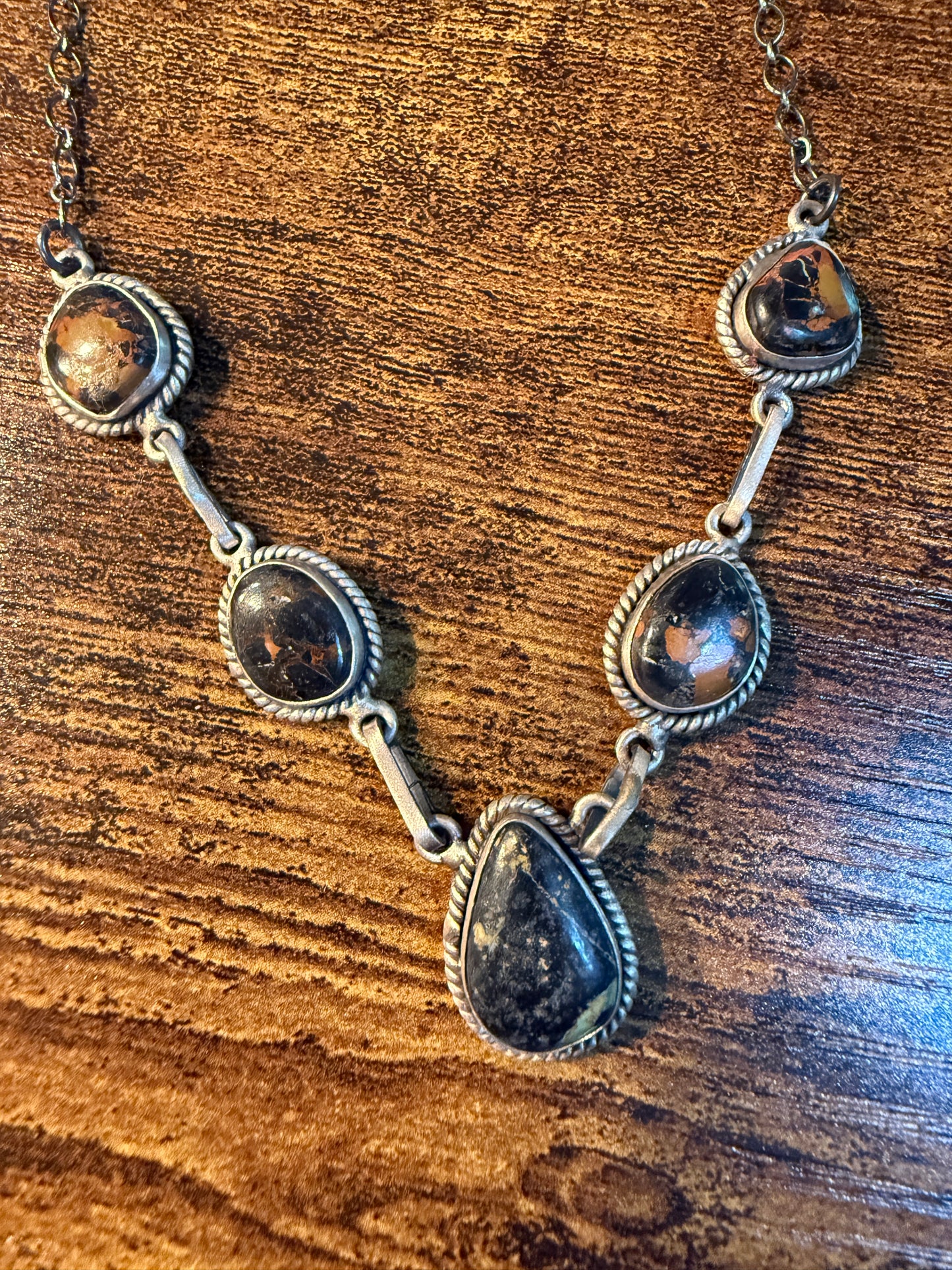 Blackjack Turquoise Gemstone Choker Necklace in Sterling Silver, 18 Inch Wild West Boho