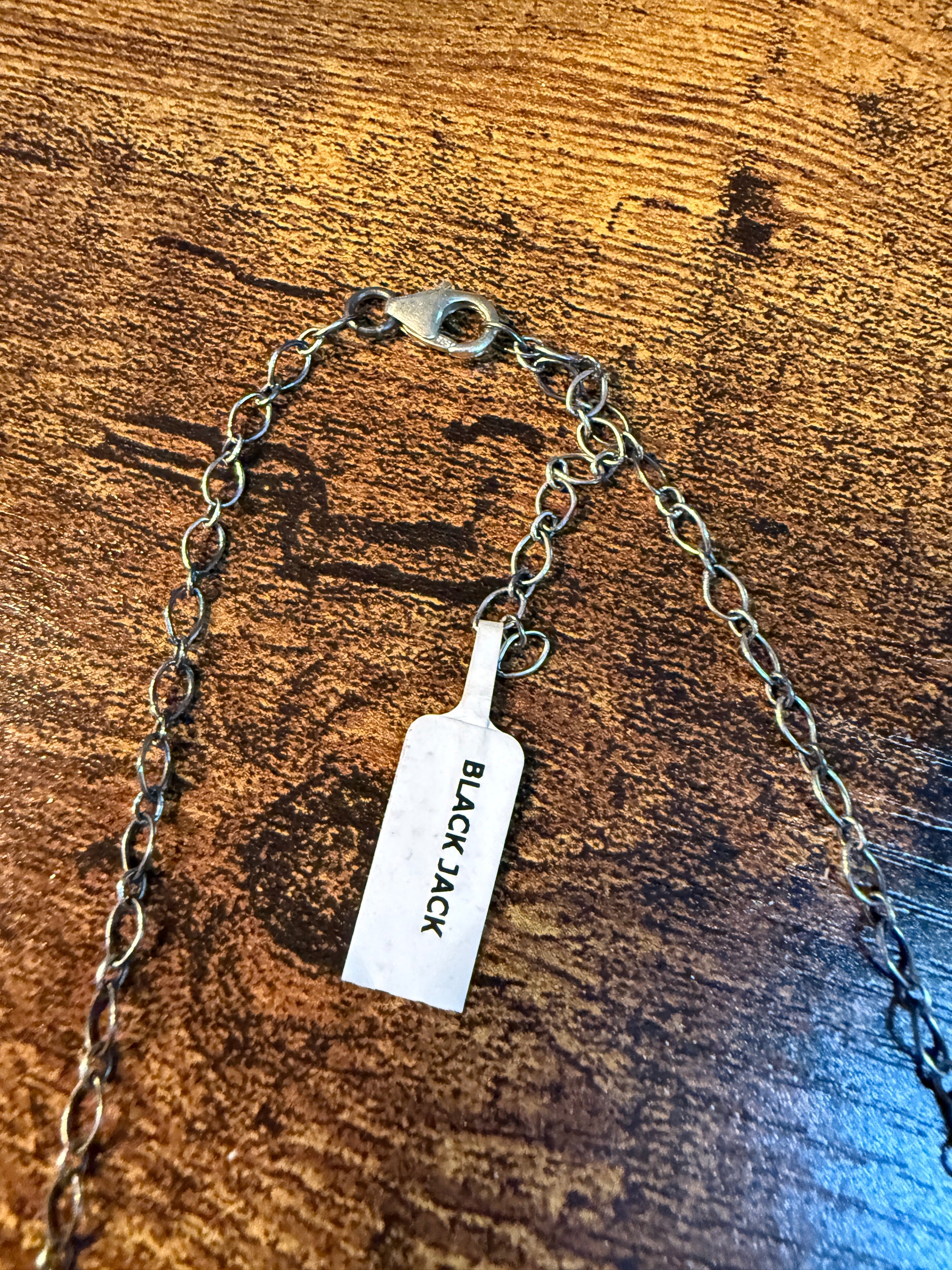 Blackjack Turquoise Gemstone Choker Necklace in Sterling Silver, 18 Inch Wild West Boho