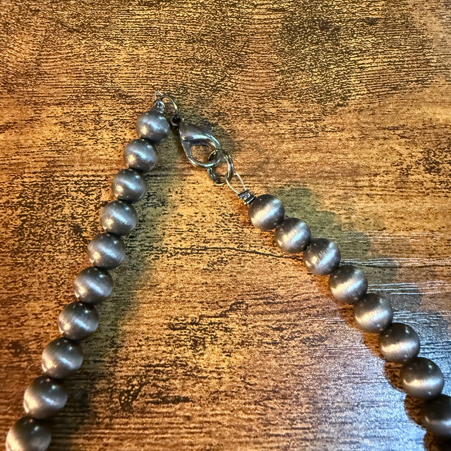 Hippie Blue Turquoise Peace Sign Necklace With Silver Desert Pearl Beads 23 Inch Western Elite Jewelry