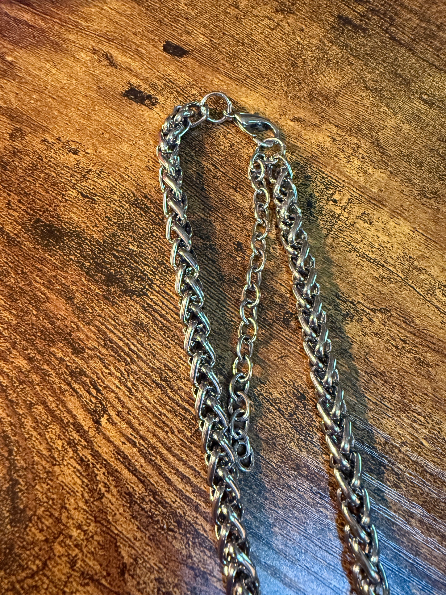 Southwestern Blue Turquoise Horse Bit Pendant Necklace 22 Inch Silver Chain Wild West Boho