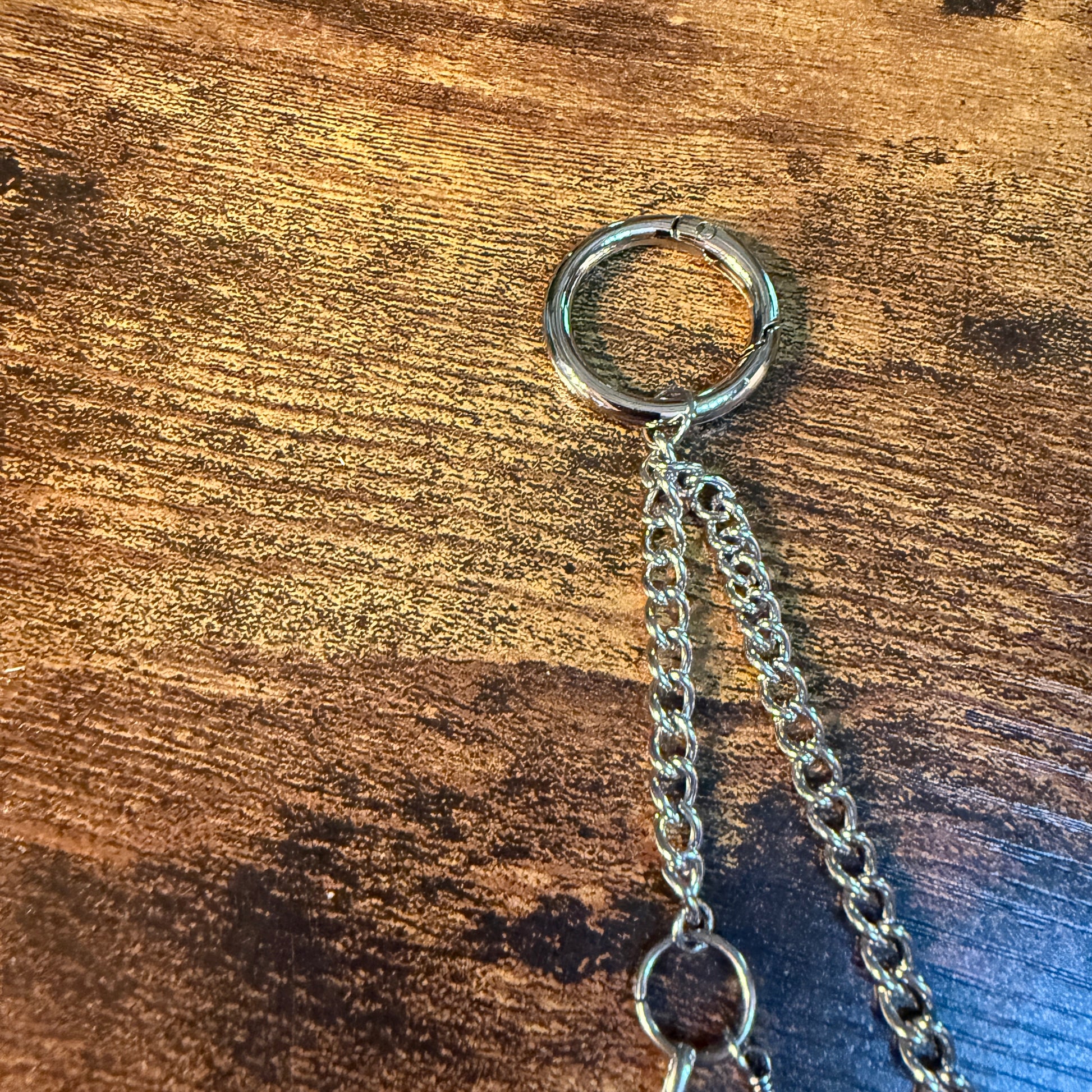 Southwestern Purse Chain With Charms, 12 Inch Silver Metal and Faux Turquoise Wild West Boho