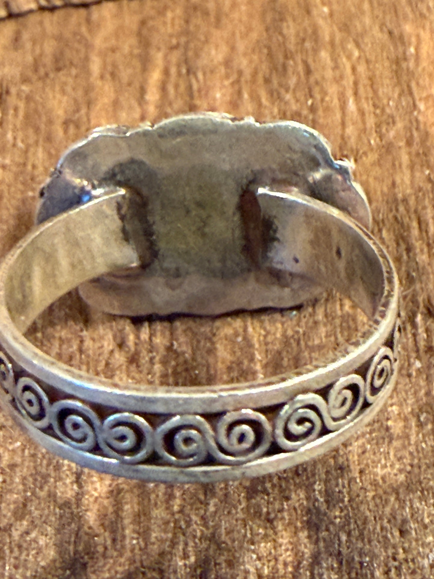 Mediterranean Red Coral Sterling Silver Ring Size 7 Wild West Boho