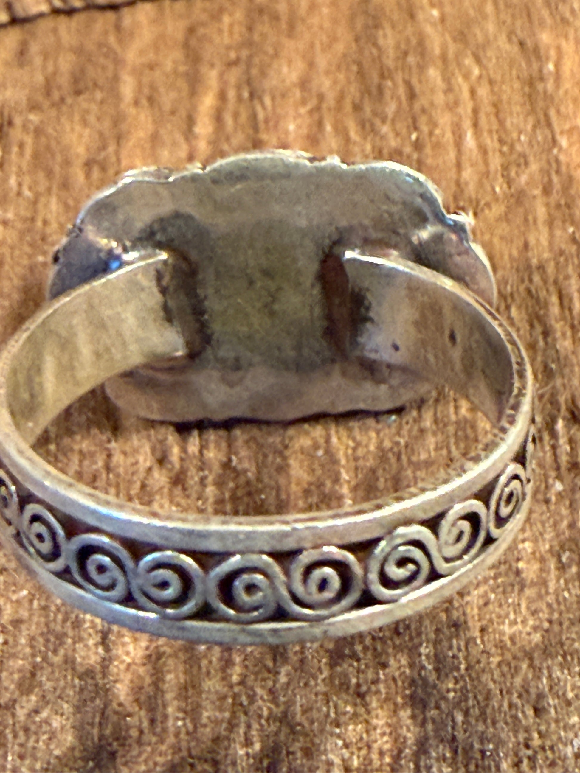 Mediterranean Red Coral Sterling Silver Ring Size 7 Wild West Boho