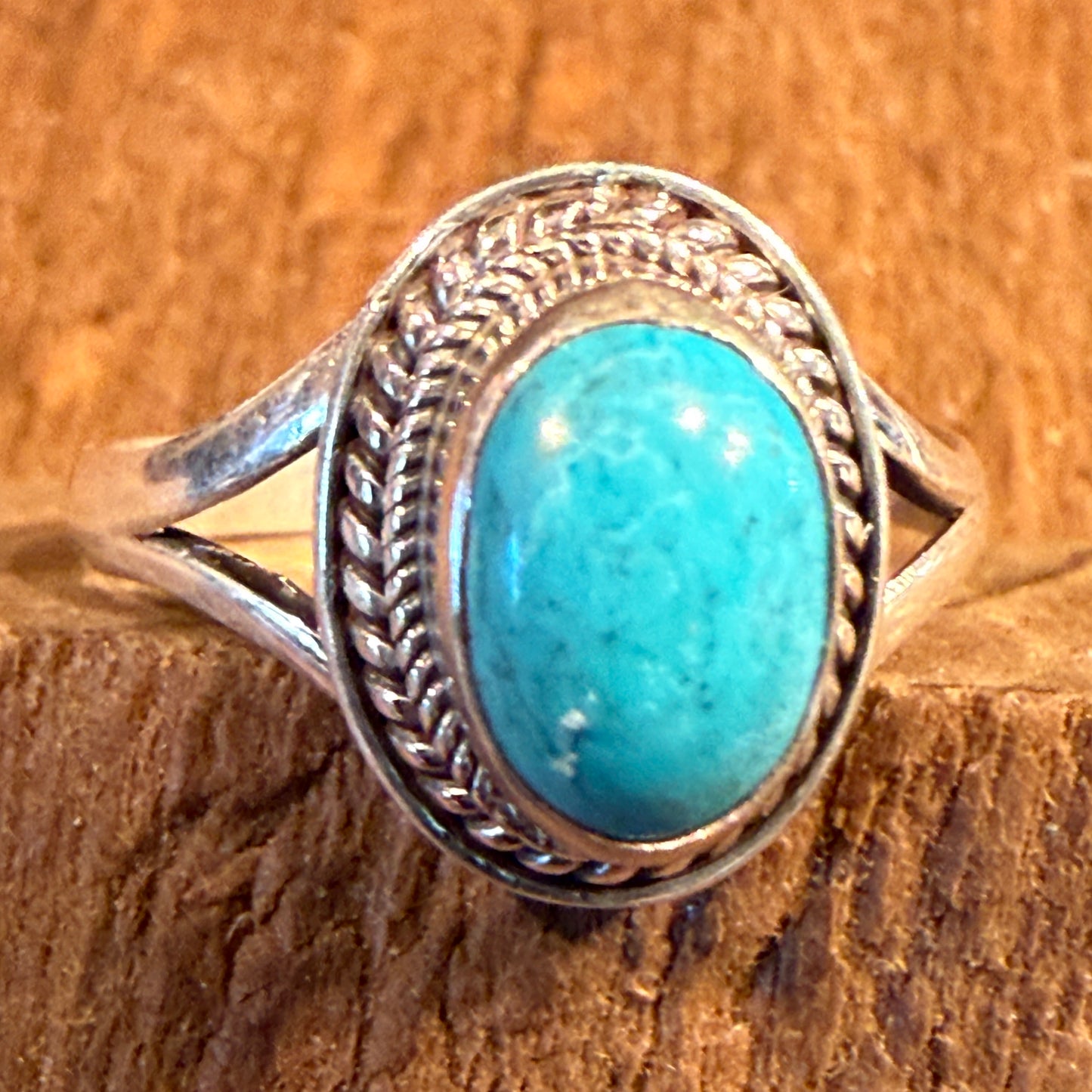 Kingman Turquoise Gemstone Adjustable Ring in Sterling Silver Wild West Boho