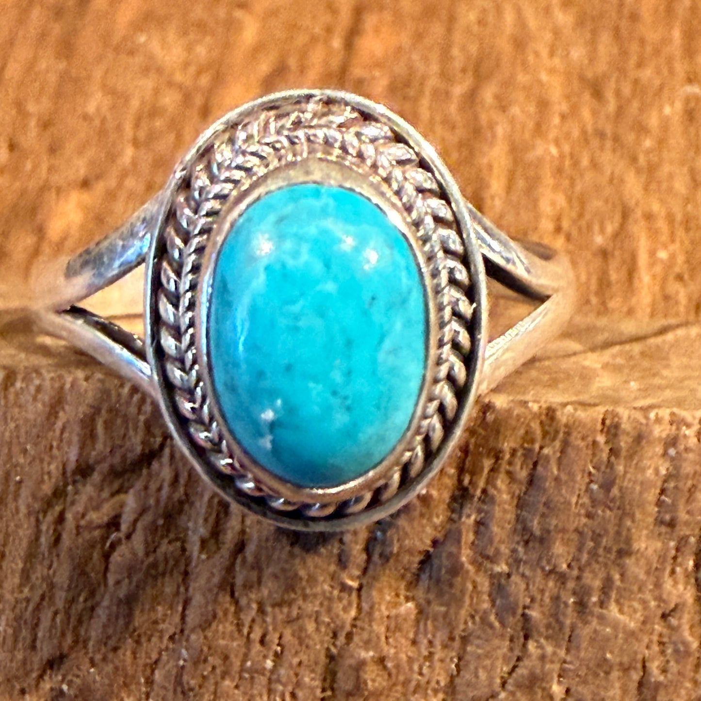 Kingman Turquoise Gemstone Adjustable Ring in Sterling Silver Wild West Boho
