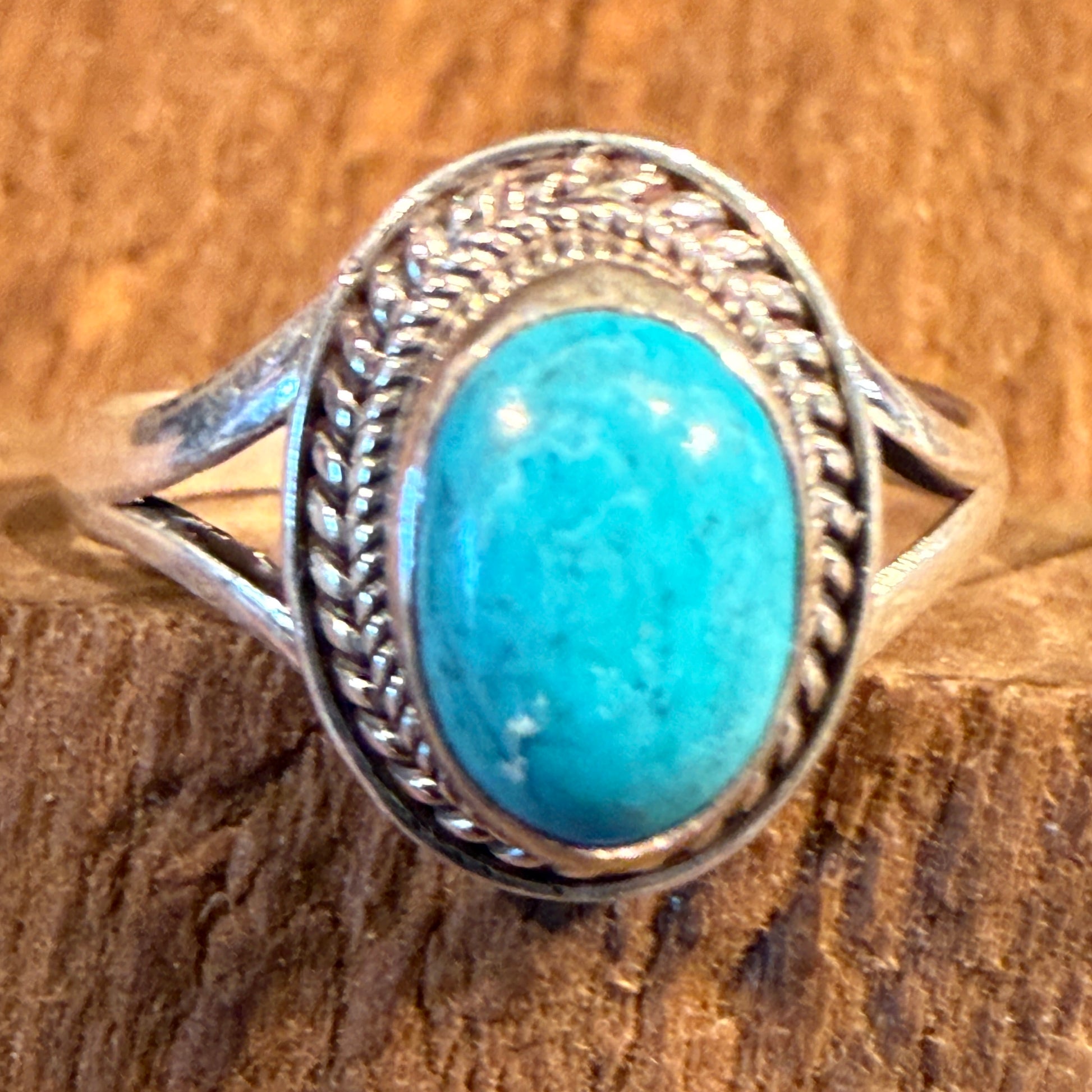 Kingman Turquoise Gemstone Adjustable Ring in Sterling Silver Wild West Boho