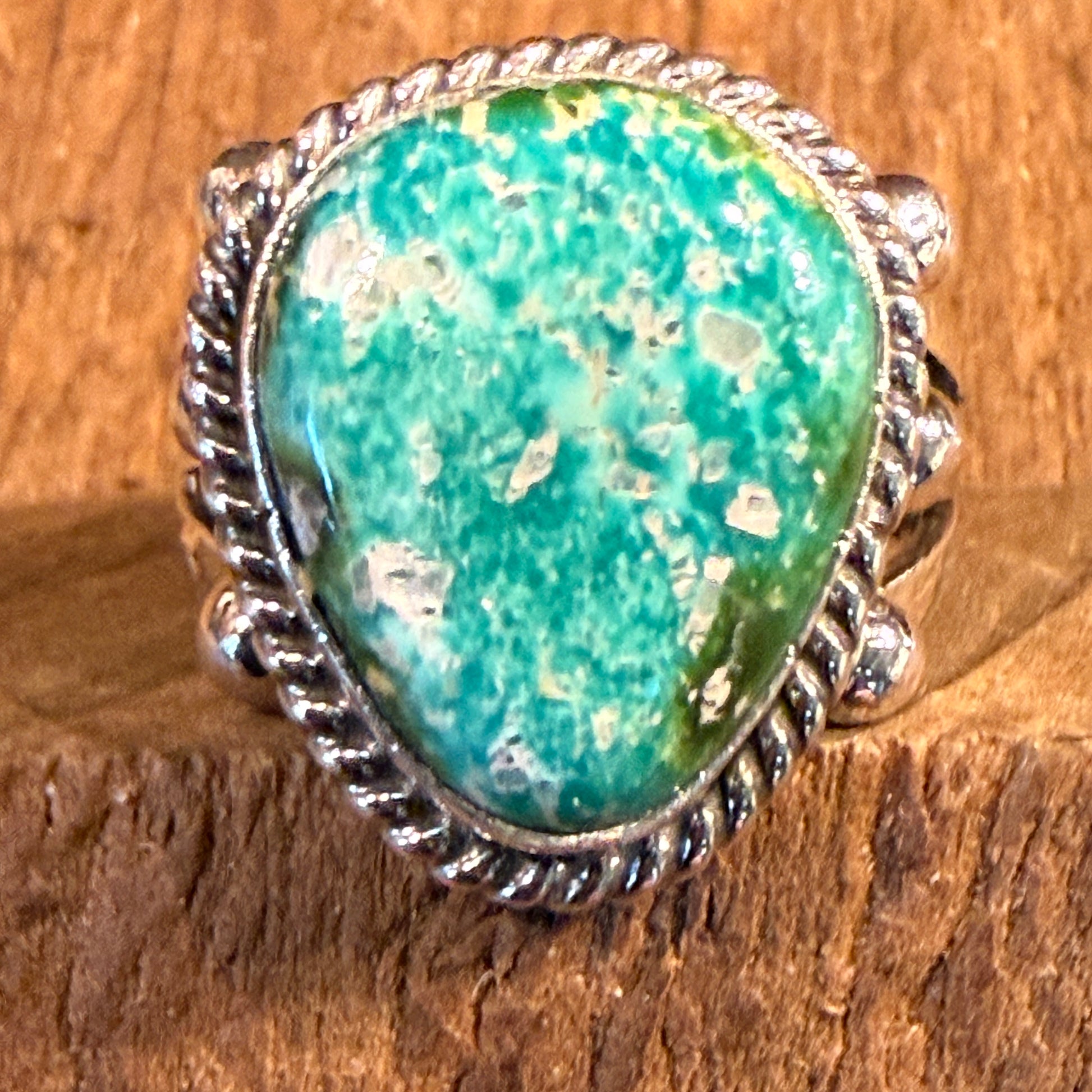 Sonoran Gold Turquoise Gemstone Chunky Ring in Sterling Silver Size 7 Wild West Boho