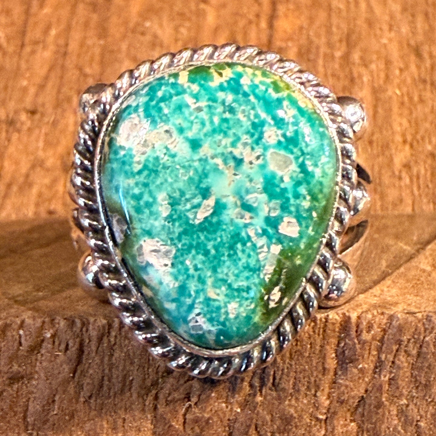 Sonoran Gold Turquoise Gemstone Chunky Ring in Sterling Silver Size 7 Wild West Boho