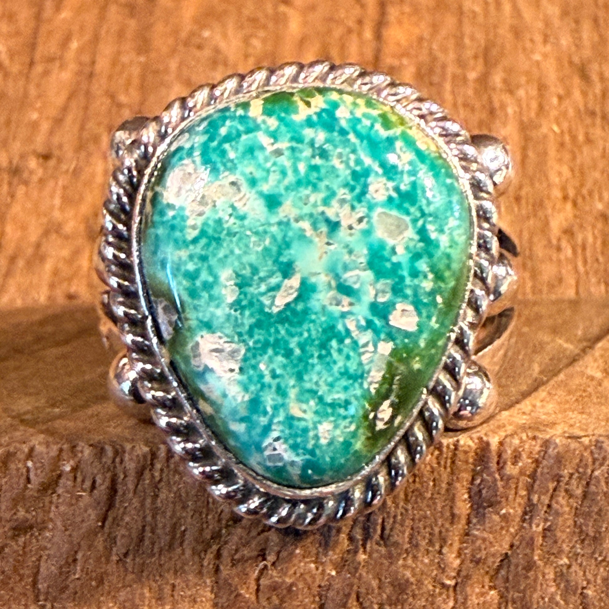Sonoran Gold Turquoise Gemstone Chunky Ring in Sterling Silver Size 7 Wild West Boho