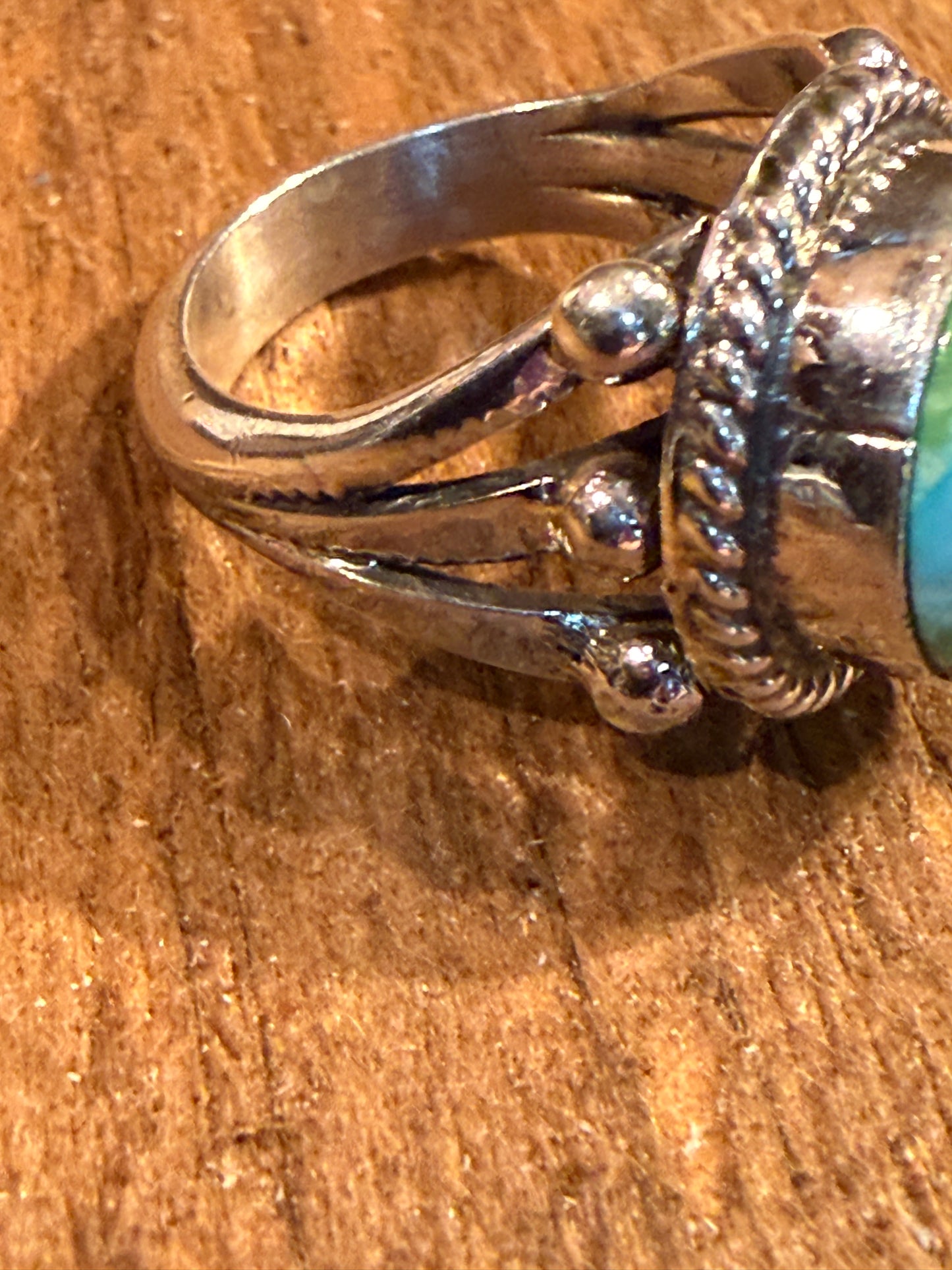 Sonoran Gold Turquoise Gemstone Chunky Ring Size 7 in Sterling Silver Wild West Boho