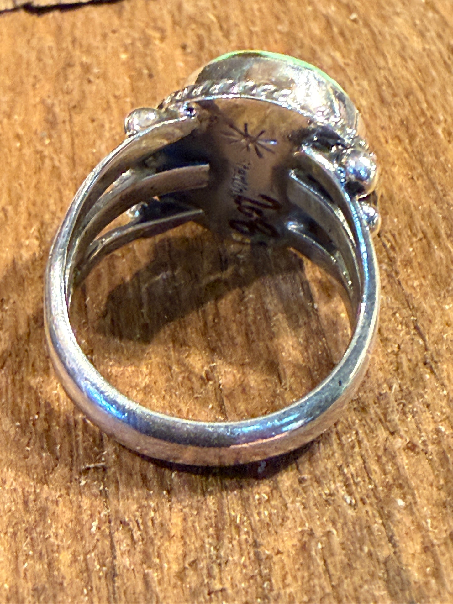Sonoran Gold Turquoise Gemstone Chunky Ring Size 7 in Sterling Silver Wild West Boho