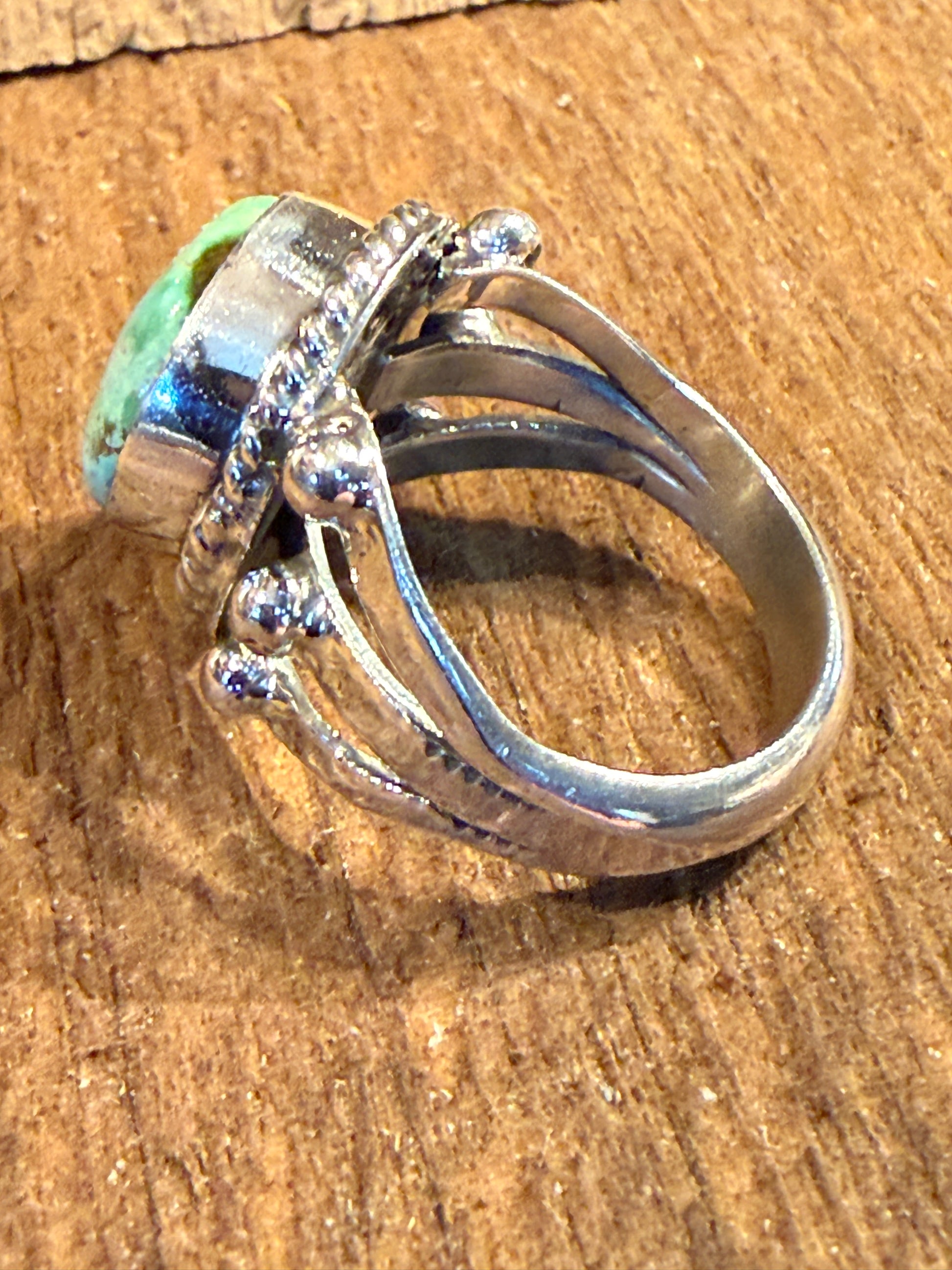 Sonoran Gold Turquoise Gemstone Chunky Ring Size 7 in Sterling Silver Wild West Boho