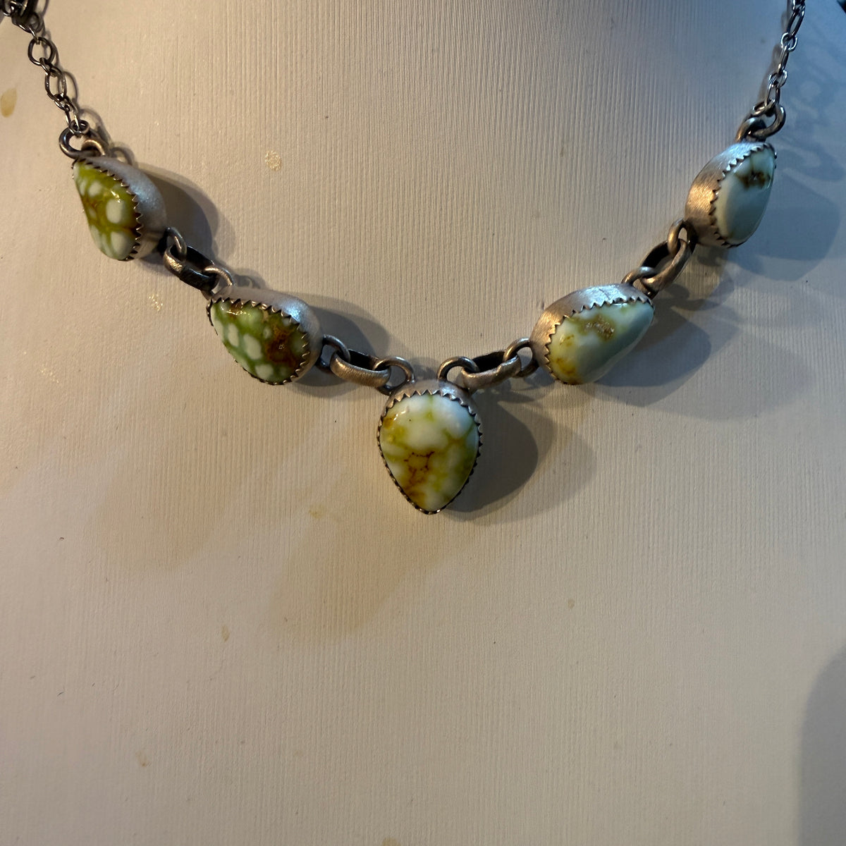 Palomino Turquoise Gemstone 20 Inch Choker Necklace in Sterling Silver Wild West Boho