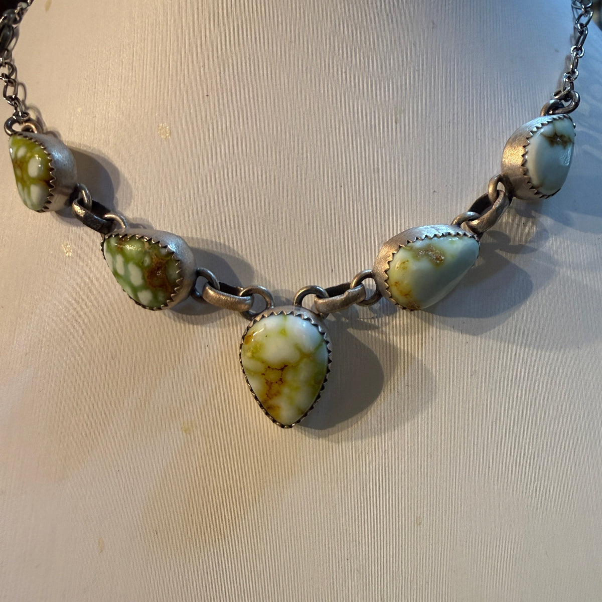 Palomino Turquoise Gemstone 20 Inch Choker Necklace in Sterling Silver Wild West Boho