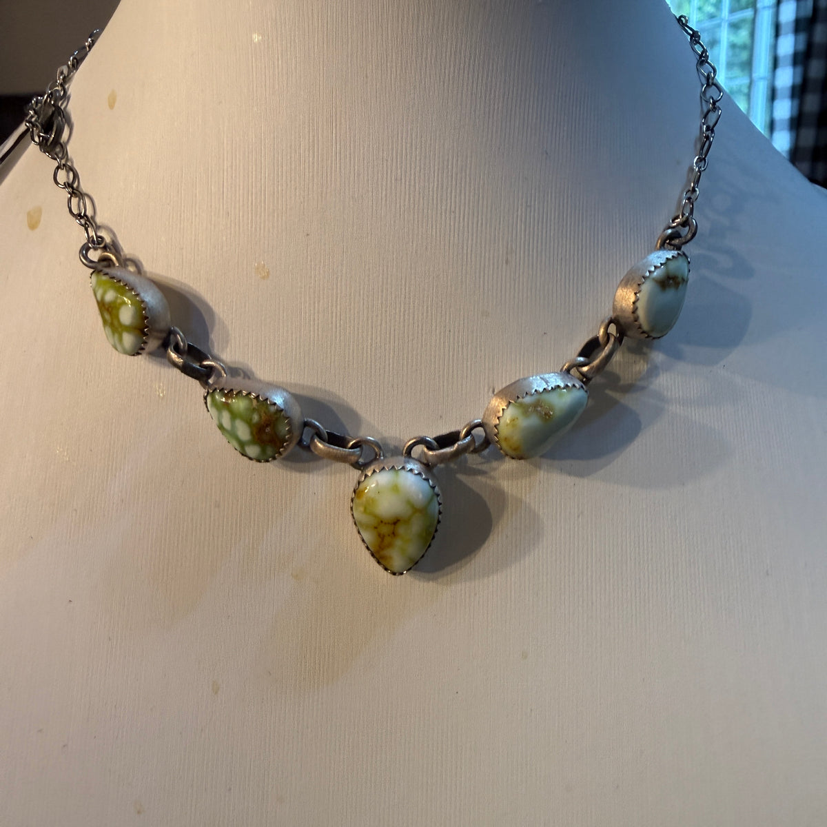 Palomino Turquoise Gemstone 20 Inch Choker Necklace in Sterling Silver Wild West Boho