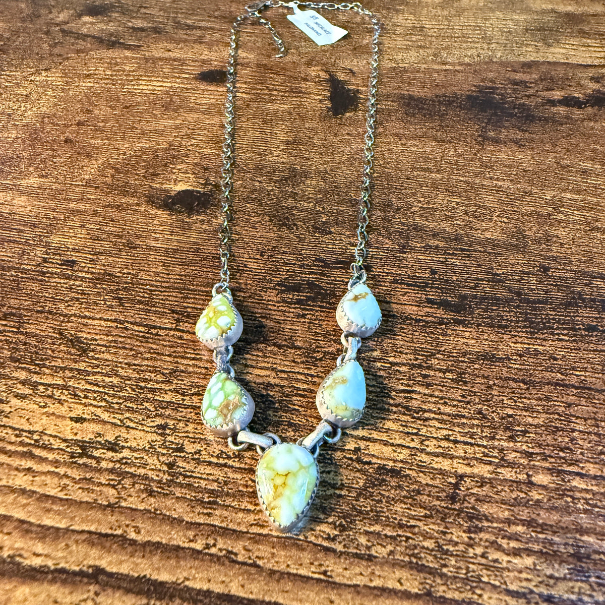 Palomino Turquoise Gemstone 20 Inch Choker Necklace in Sterling Silver Wild West Boho