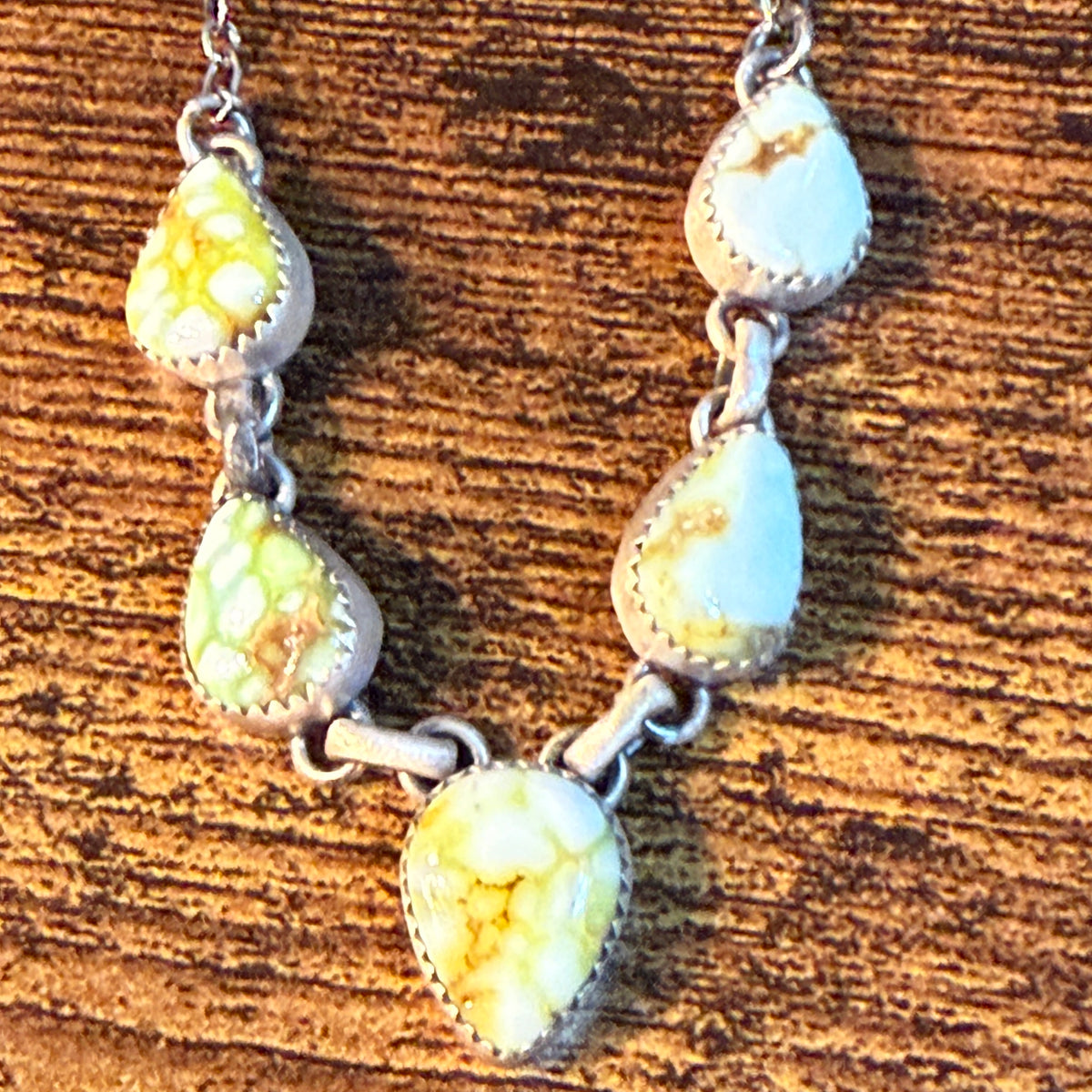 Palomino Turquoise Gemstone 20 Inch Choker Necklace in Sterling Silver Wild West Boho