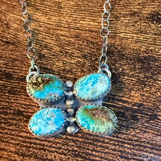 Catalina Turquoise Gemstone Butterfly 18 Inch Chain Necklace in Sterling Silver Wild West Boho