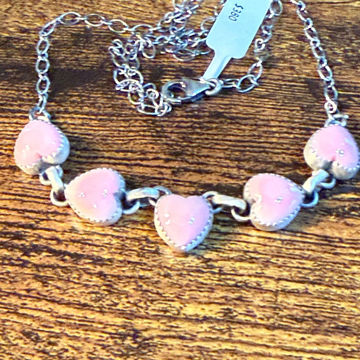Queen Pink Conch Turquoise 14 Inch Heart Choker Necklace in Sterling Silver Wild West Boho
