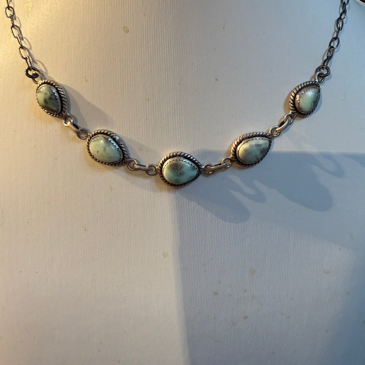 Paloma Turquoise Gemstone 16 Inch Choker Necklace in Sterling Silver Wild West Boho