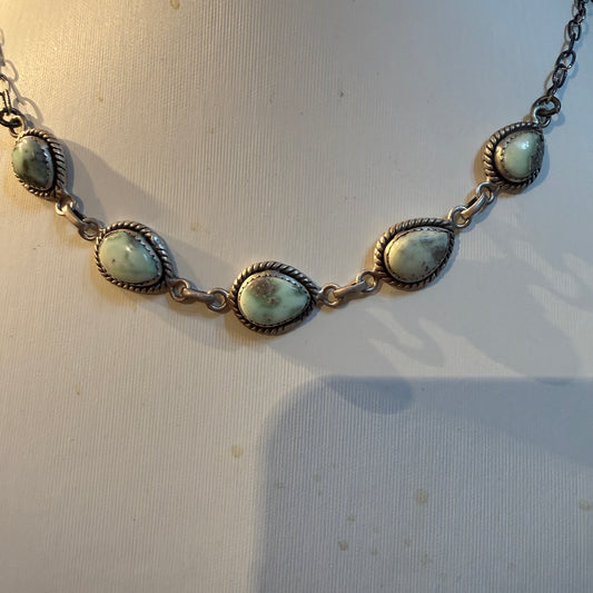 Paloma Turquoise Gemstone 16 Inch Choker Necklace in Sterling Silver Wild West Boho