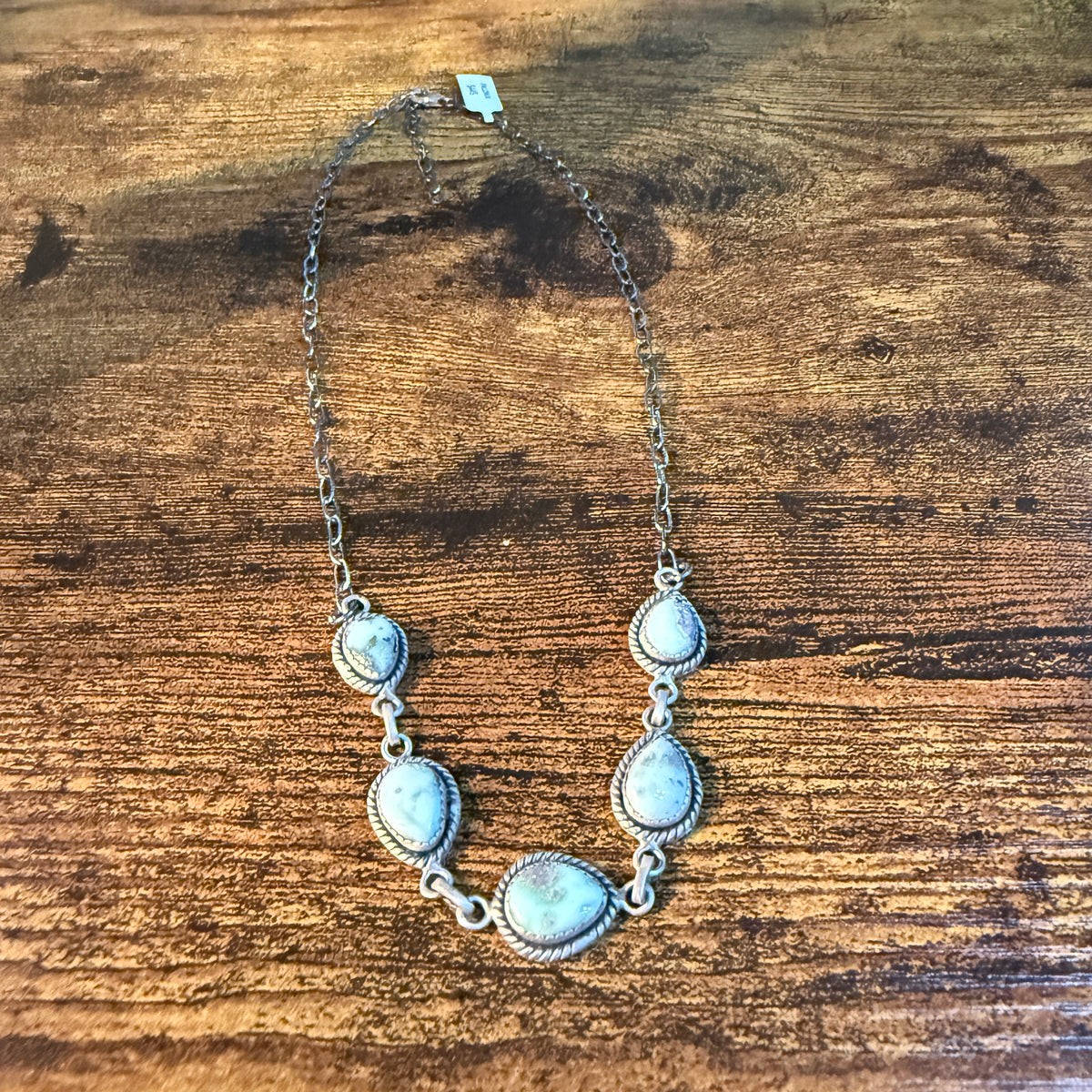 Paloma Turquoise Gemstone 16 Inch Choker Necklace in Sterling Silver Wild West Boho